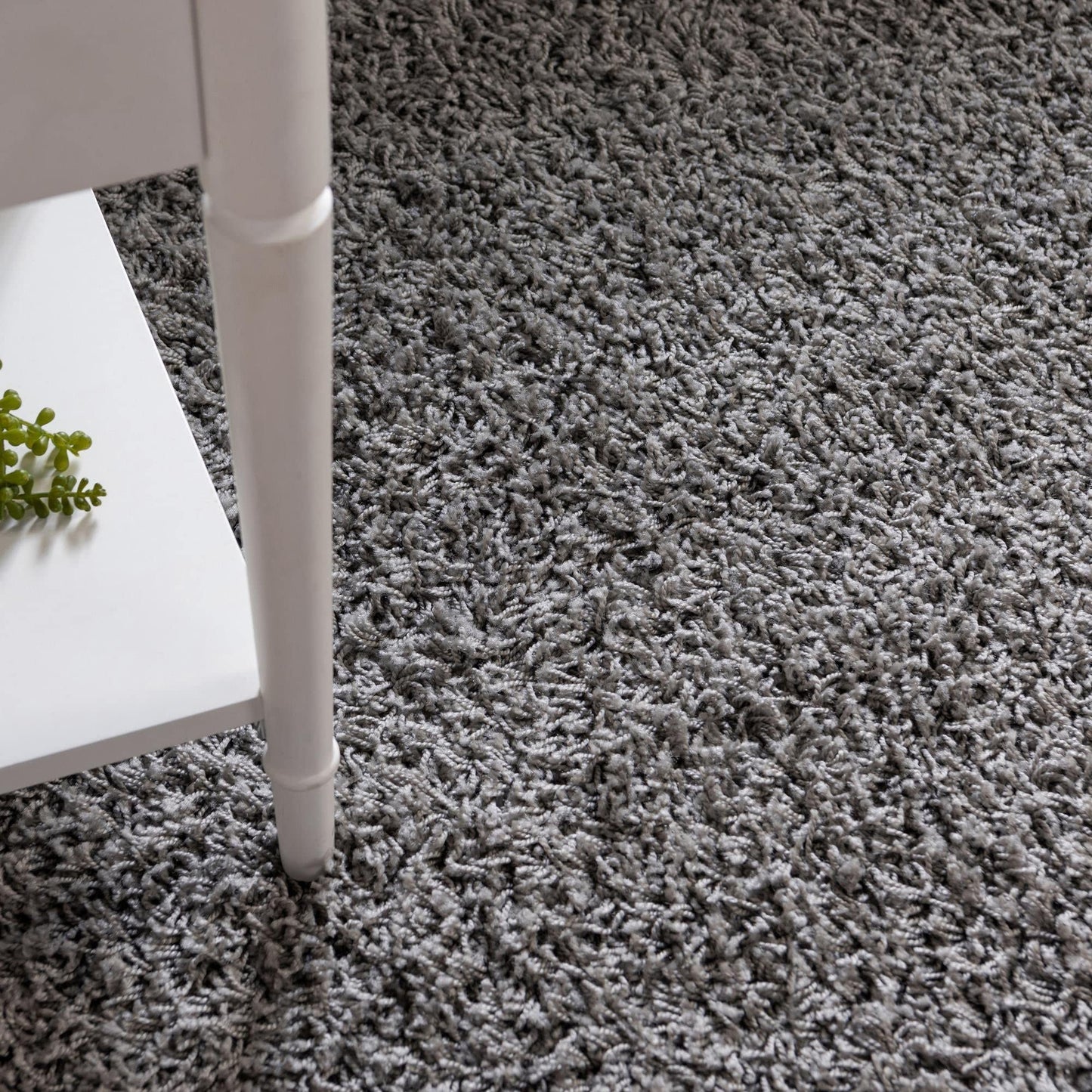 Unique Loom Solid Shag Collection Area Rug (5' 1" Square, Cloud Gray)