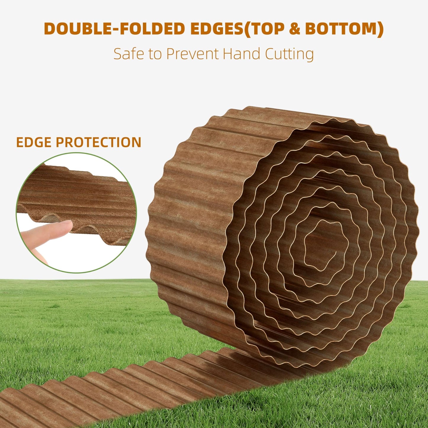 Garden Lawn Edging and Landscape Border - 12" x 20' Corrugated Metal Garden Edging, for DIY Flower Beds, Lawns & Landscaping (Real Rust)