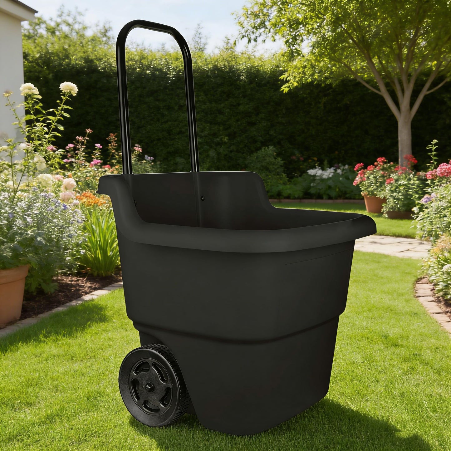 15-Gallon Resin Lawn & Garden Cart – Utility Wagon for Yard Work, Gardening, and Outdoor Storage, Assembled Dimensions: 20.75" L x 22.5" W x 35.75" H