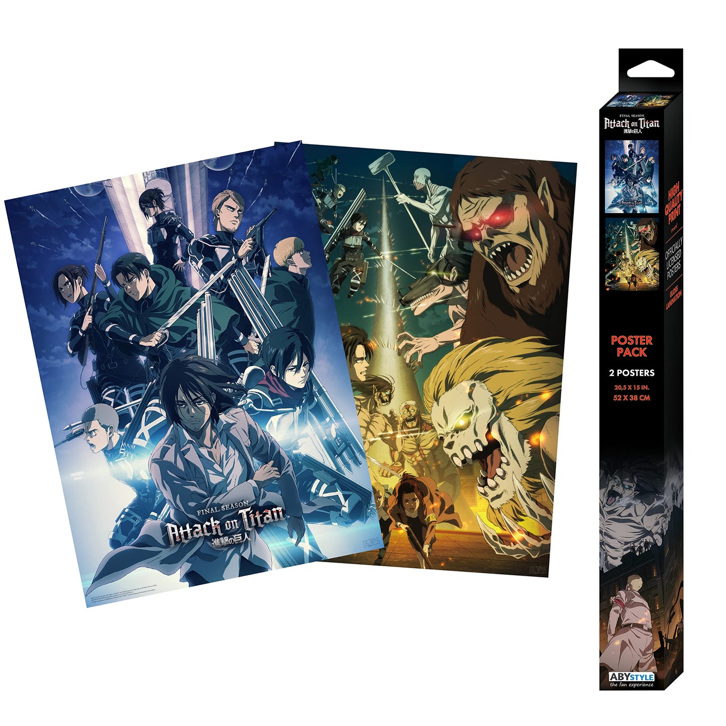 ABYstyle Attack on Titan Unframed Boxed Poster Set Featuring the Scouts, Beast Titan & Jaw Titan 15 x 20.5 in Includes 2 Mini Posters Anime Poster Set Attack on Titan Wall Art Anime Posters for Bedroom AOT Decor