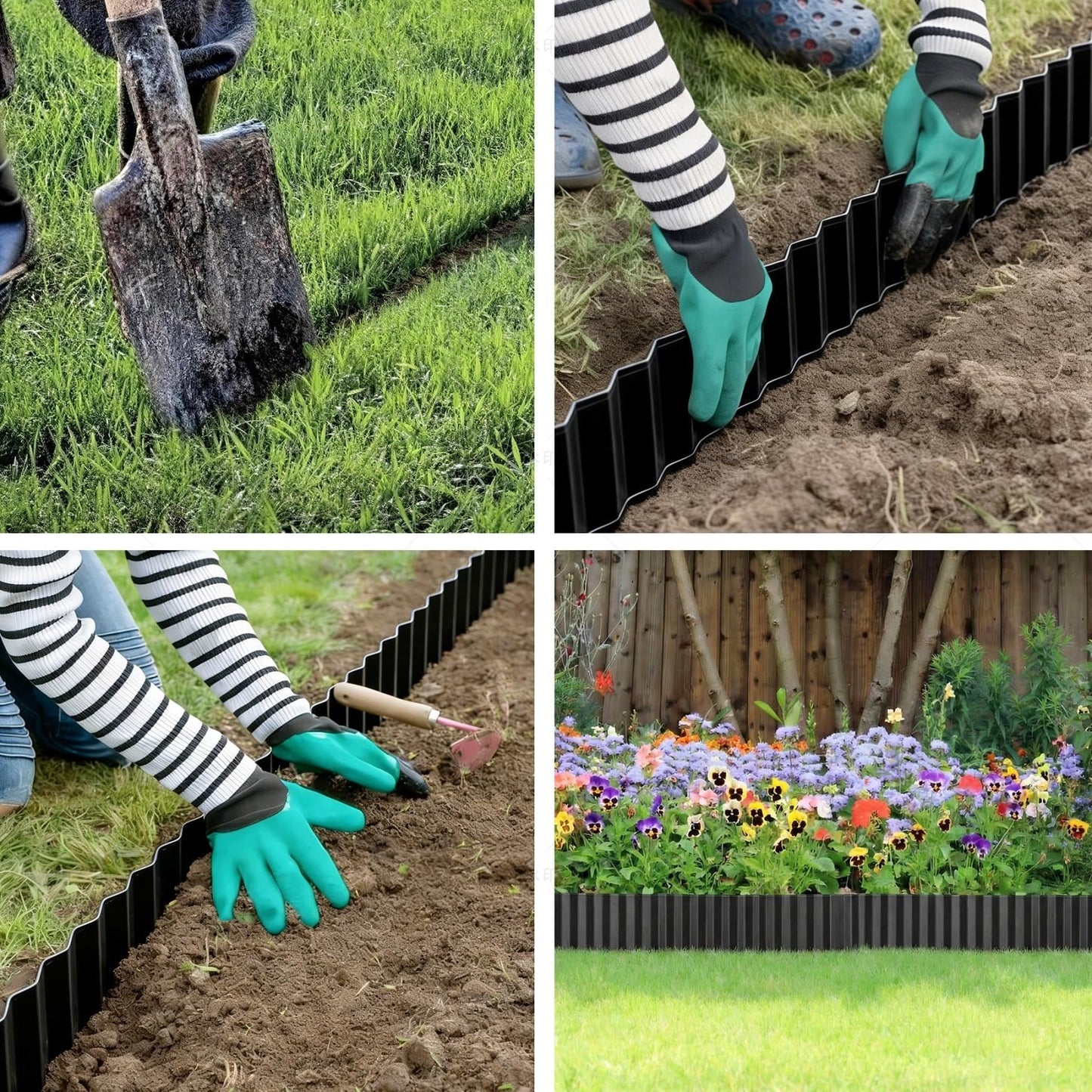 LAVEVE Corrugated Metal Garden Edging 8" x 20Ft, Landscape Edging Border for Lawn, Flower Bed, Garden Fence, Paver Edging (Black)