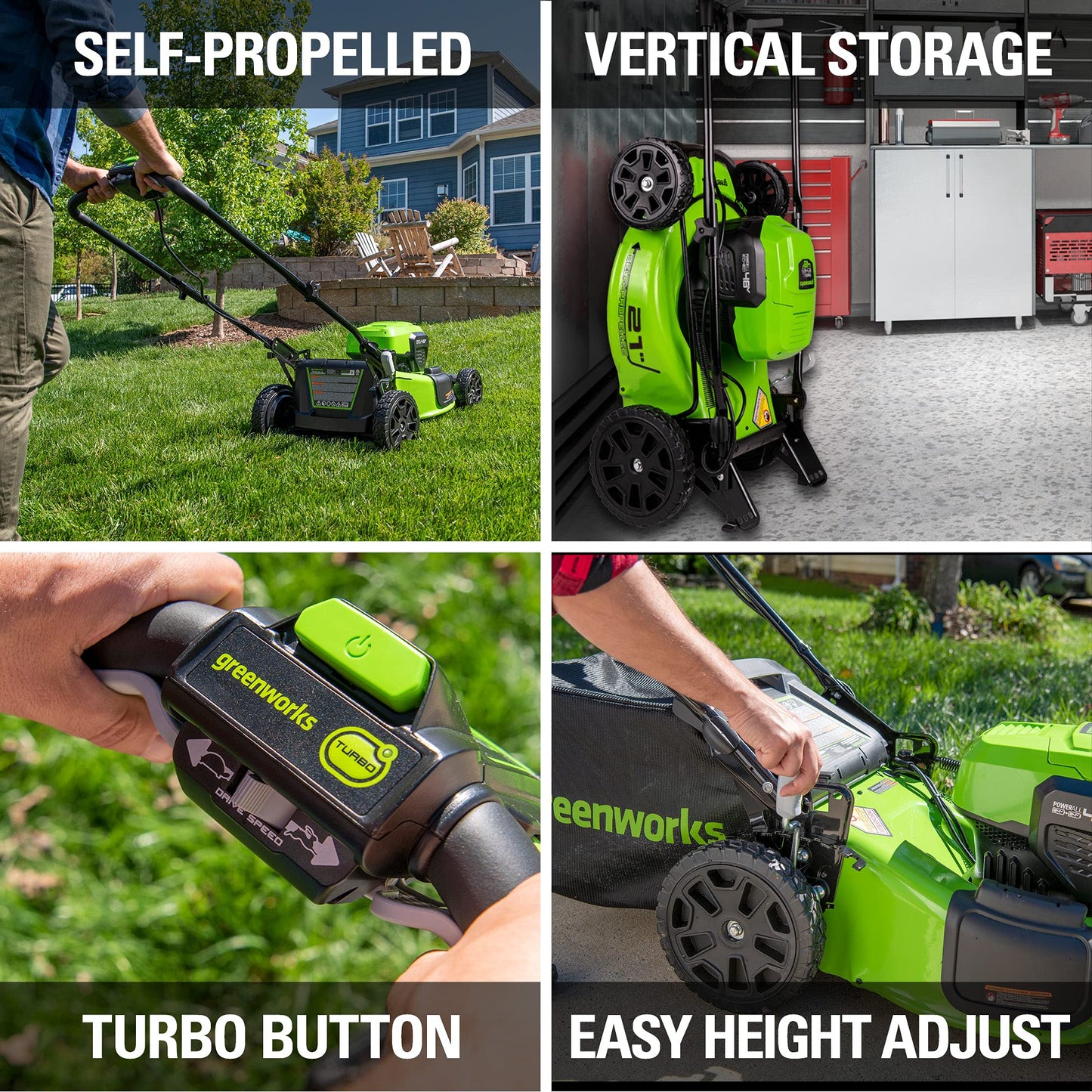 Greenworks 48V (24V x 2) 21" Cordless Battery Self-Propelled Mower & 320 CFM Blower Combo Kit w/ (2) 5.0Ah USB Batteries, (1) 2.0Ah Batter & Chargers