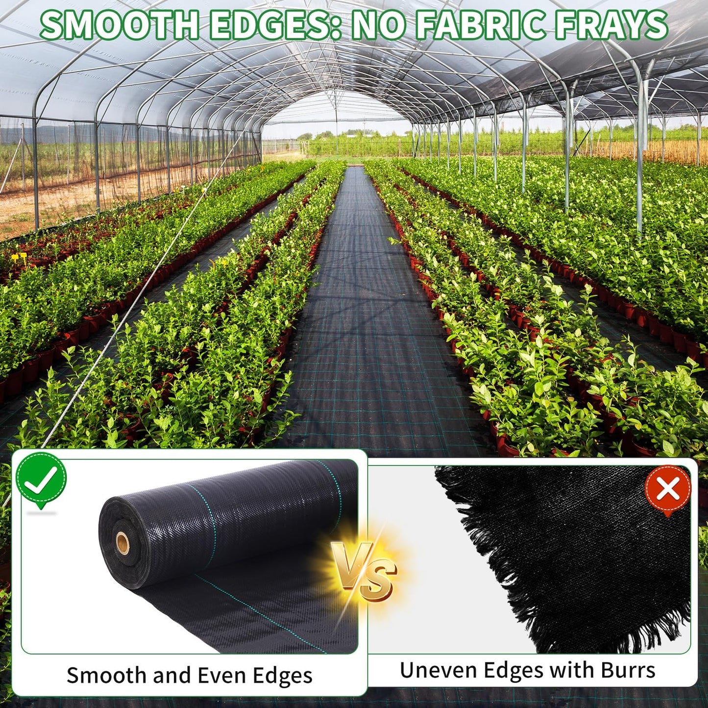 Kweetle 4FT X 328FT Garden Weed Barrier Landscape Fabric Heavy Duty Ultra Thick Premium Weeds Control Mat Ground Cover Weed Block Gardening Mat, 20 Ground Stakes Included