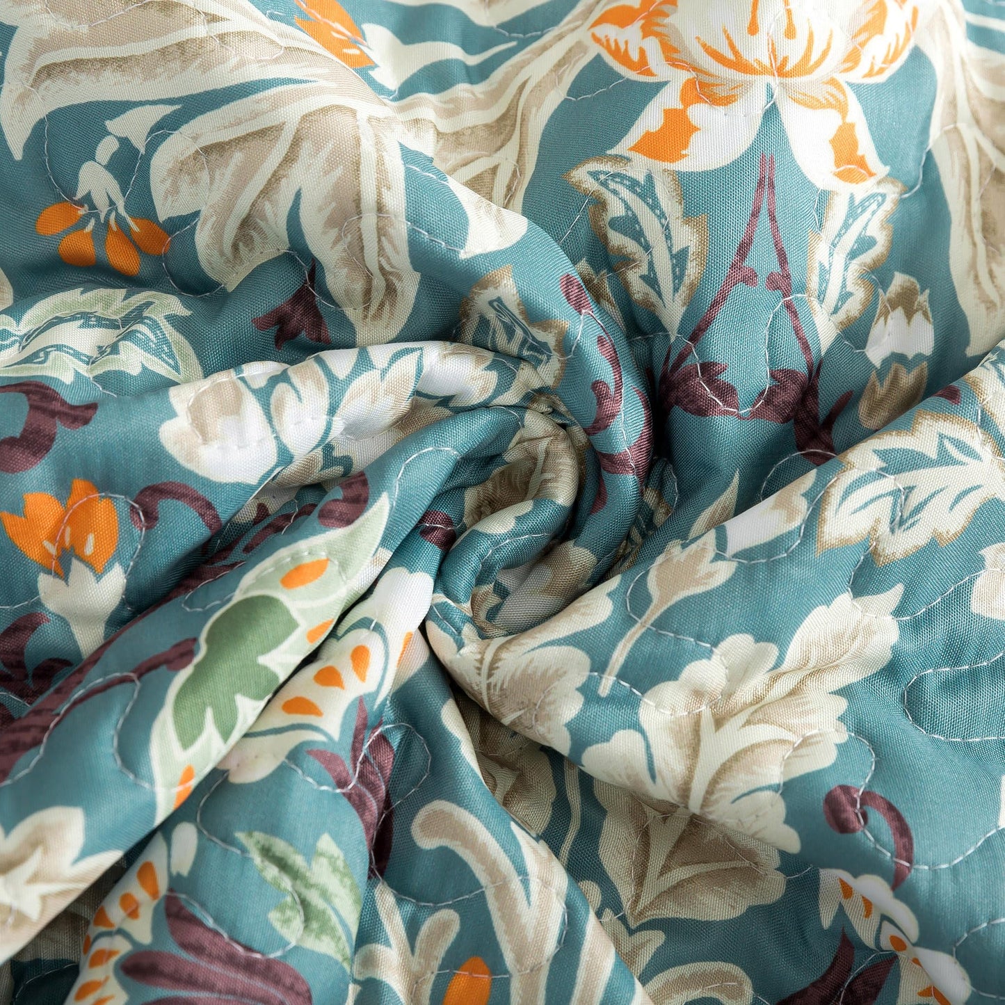 HoneiLife Queen Quilt Bedding Set - Microfiber Quilt Sets for Queen Bed, 3-Piece Lightweight Bedspreads,Reversible Coverlets Rustic Bed Cover, Floral Bedding Set All Season Quilts-Grayish Green