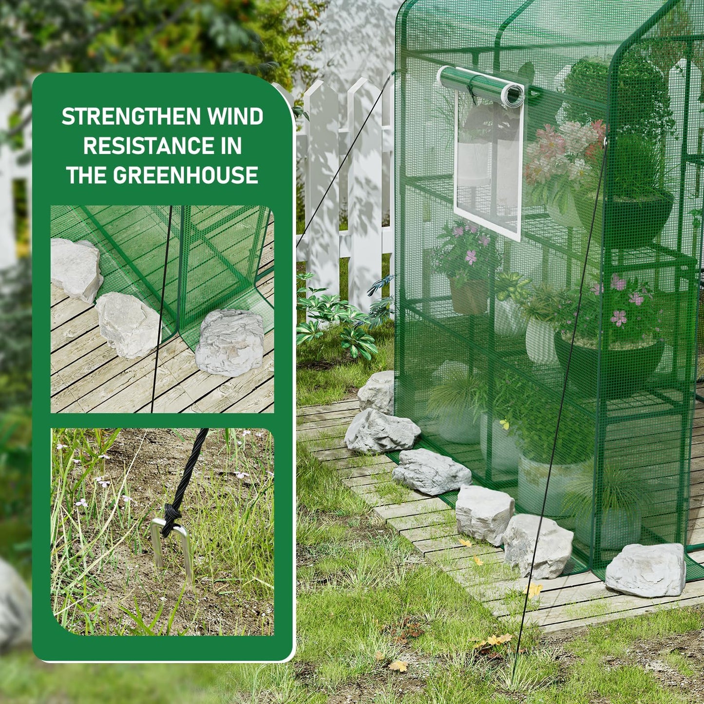 SPECILITE 56×56×78Inch Walk-in Greenhouse, Heavy Duty Small Plant House with Thicken PE Cover and Steel Frame, for Garden, Outdoors, Indoors, Green