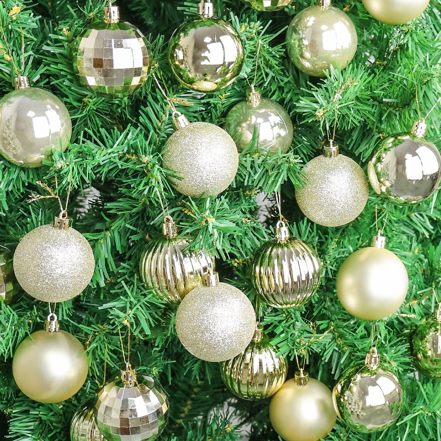 24ct Christmas Balls Ornaments, 2.36 Inch Christmas Tree Balls Ornaments, Decorative Baubles Decorations for Xmas Tree Decor Holiday Party, Champagne