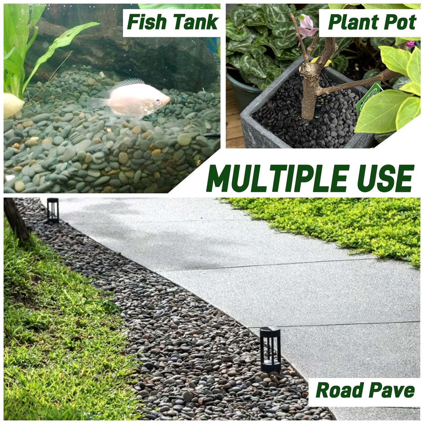 Quibbay 45 LB Natural River Rocks Mexican Beach Pebbles, 0.3-0.6 Inch Natural Unpolished Bulk Rocks, Pebbles for Landscaping Garden Paving Plant, Rocks for Walkways Outdoor Decorative Stone, Grey