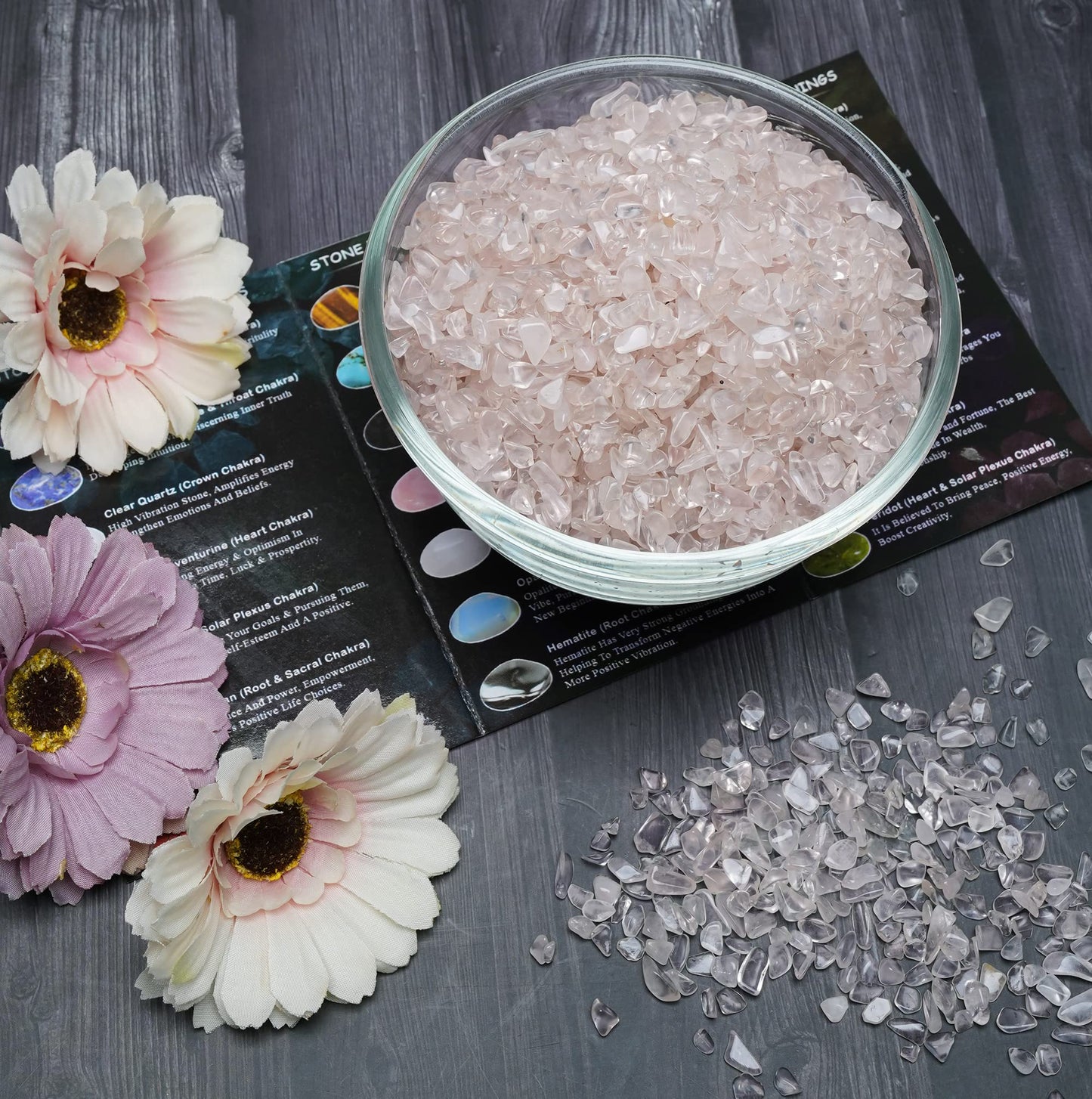 ZAICUS Rose Quartz Crystal Chips Bulk Gemstone Healing Crystal Natural Irregular Shaped Crushed Stone Reik Healing Tumbled Chips Crystal Chips for Witchcraft & Jewelry Making Home Decoration 1 Lb