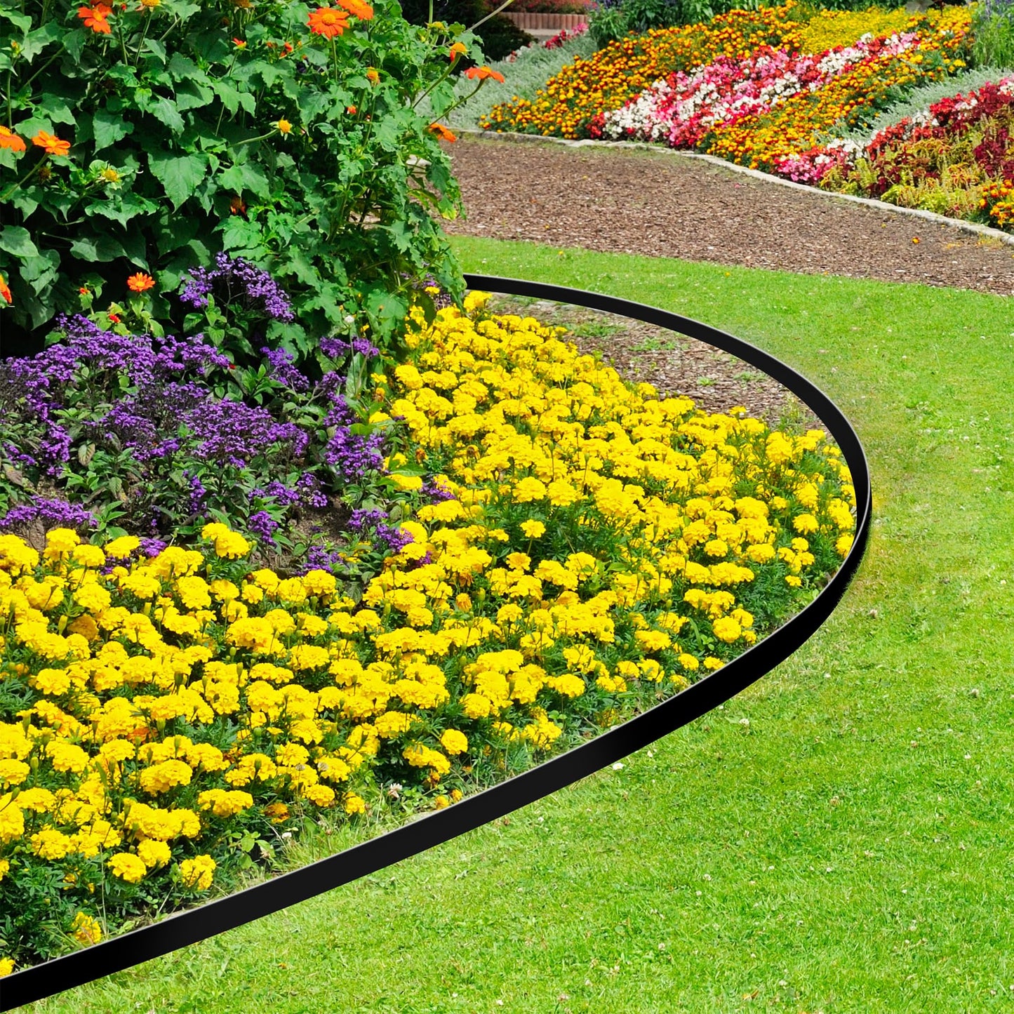 Hemikaki 1.5 Inch x 100FT Garden Edging Border, Plastic Edging for Landscaping with 120pcs Spikes