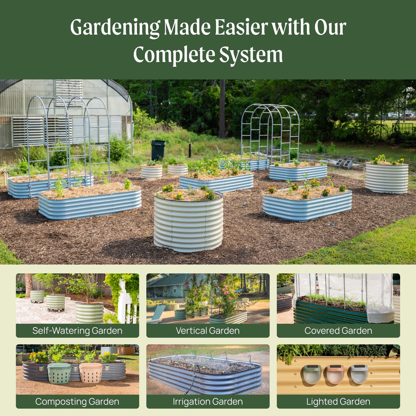 Vego garden Raised Garden Bed Kits, 17" Tall 6 in 1 Modular Metal Raised Planter Bed for Vegetables Flowers Patio Ground Planter Box-Olive Green