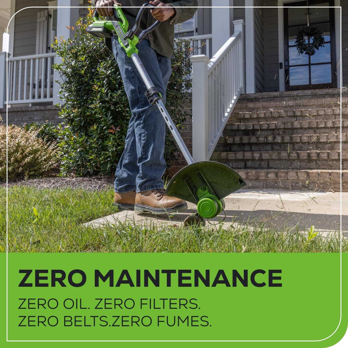 Greenworks 24V Cordless String Trimmer/Edger (Gen 2), 12" Cutting Width, Ultra-Light 6 lbs Design, with 2.0Ah Battery & Charger Included