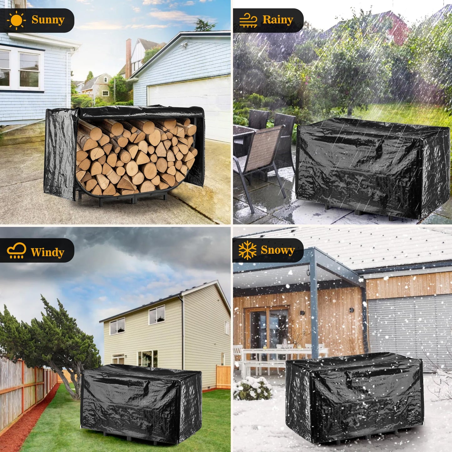 facka 40 Inch Heavy Duty Firewood Rack Outdoor with Cover, Waterproof Log Storage for Fireplace, Indoor & Outdoor Metal Wood Holder, Rustproof