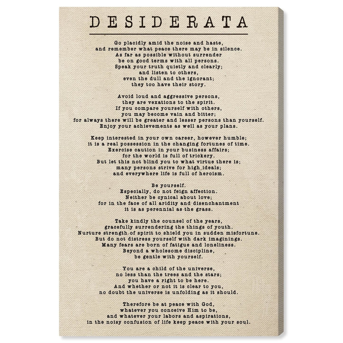 The Oliver Gal Artist Co. Typography Wall Art Canvas Prints Inspirational Quotes and Sayings Desiderata Parchment Home Décor, 10" x 15", Stretched