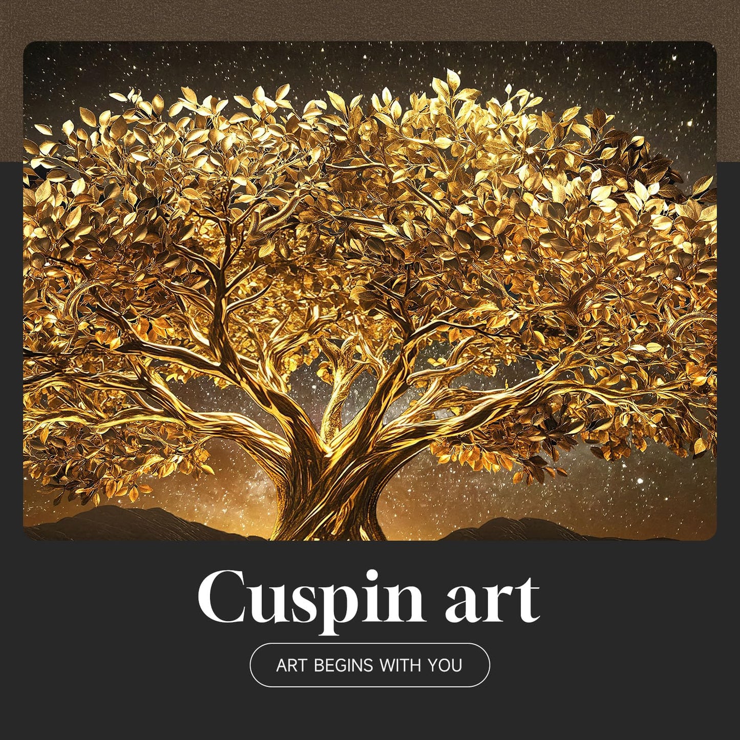 Large Framed Black and Gold Tree of Life Wall Art, Modern Luxury Tree Painting Print Artwork for Walls, Contemporary Dark Elegant Glam Picture for Living Room Bedroom Office Wall Decor, 60x30 Inch