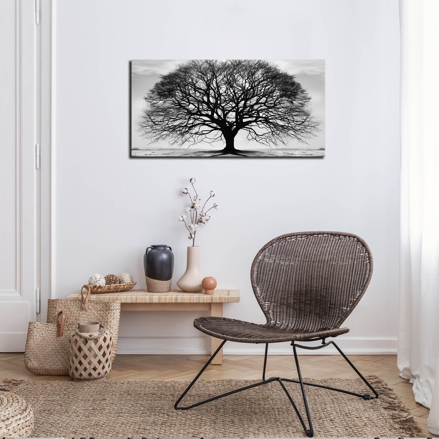 Prepeyssee Tree of Life Wall Art Large Artwork Black and White Wall Art Modern Landscape Nature Canvas Prints Decor for Living Room Bedroom Office Ready to Hang 20"x40"