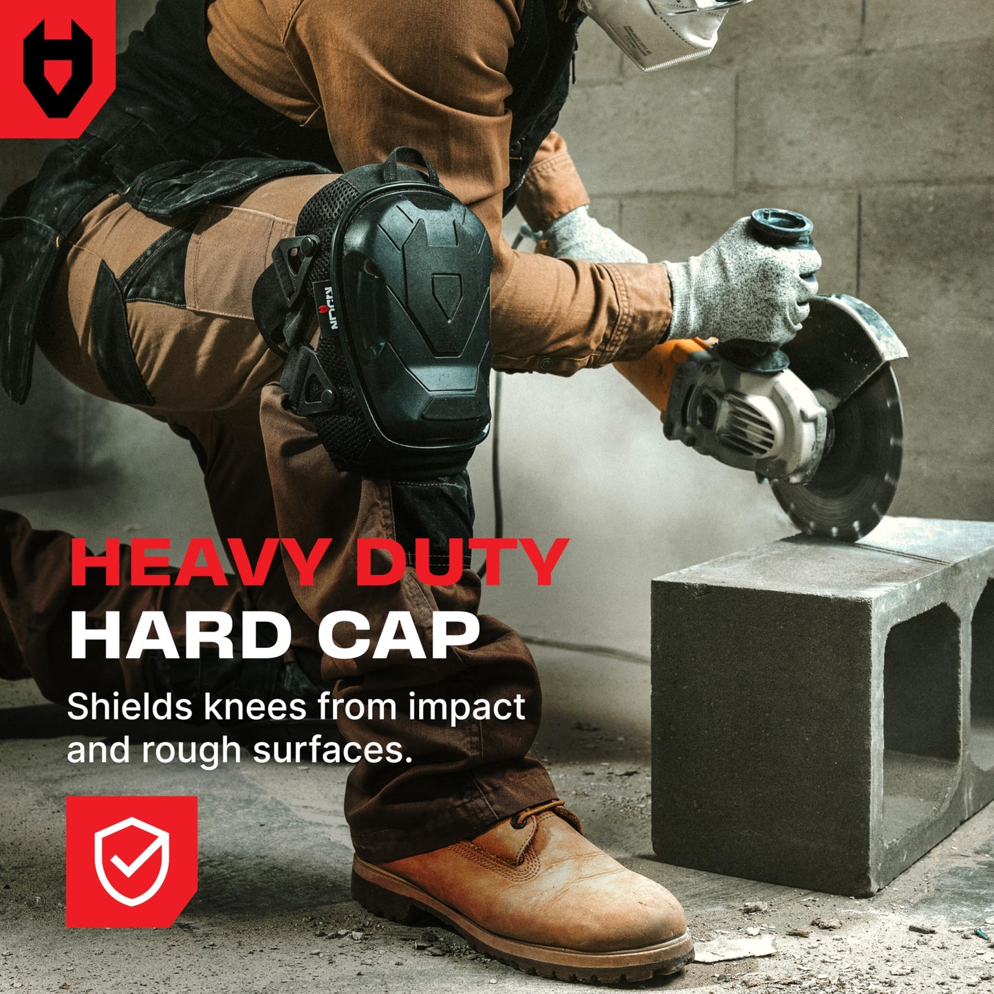 NoCry Professional Construction Knee Pads for Men and Women with Non-Slip Heavy Duty Cap and Ankle Support — Thick Foam and Gel Cushioning — Reinforced, Adjustable Straps and Military Grade Rivets