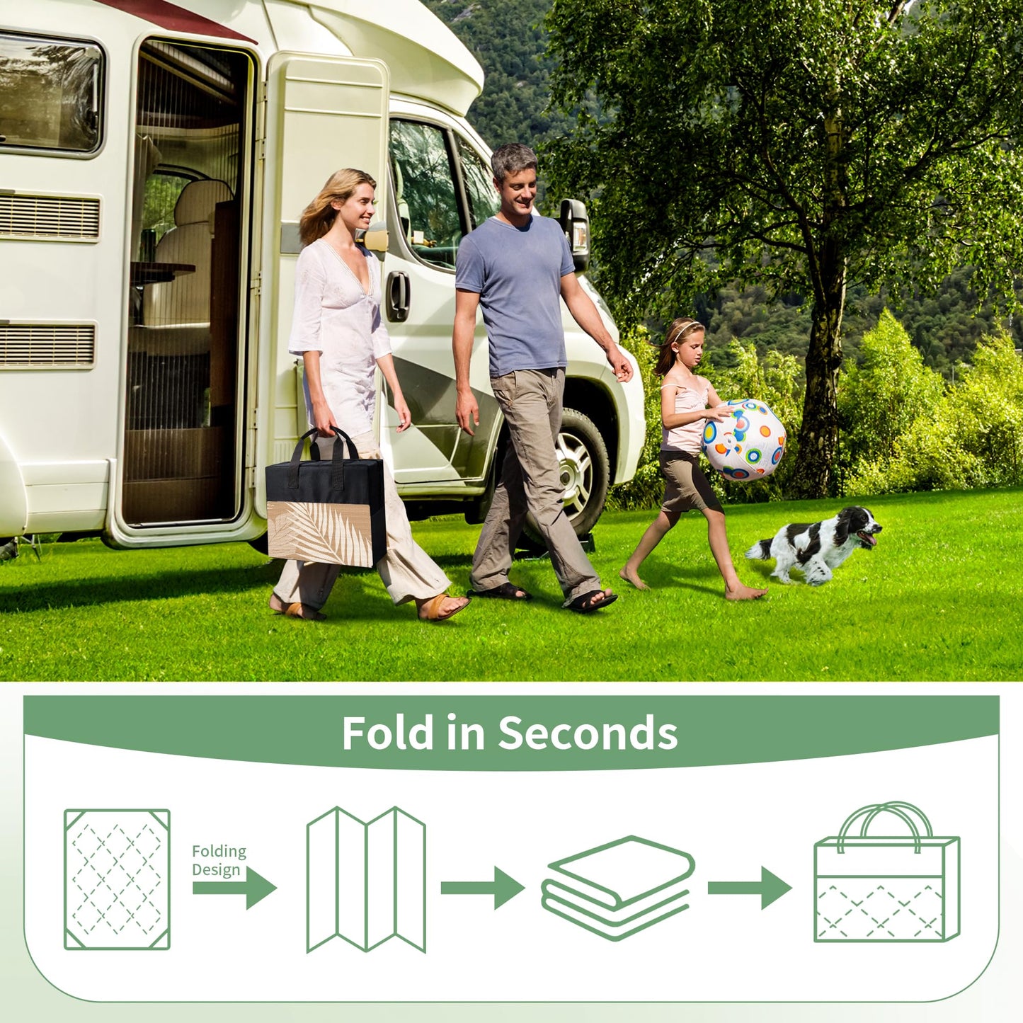 GENIMO Outdoor Rug 8' x 10' Waterproof for Patios Clearance, Reversible Outdoor Plastic Straw Camping Rug Carpet, Large Area Rugs Mats for RV, Camper, Deck, Balcony, Porch, Beach, Picnic, Brown&Beige