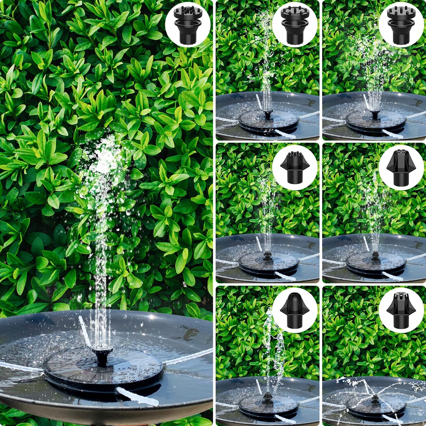 Solar Fountain, Floating Solar Powered Water Fountain Pump for Bird Bath, Garden, Pond, Pool, Outdoor Solar Founatin (2.5W)