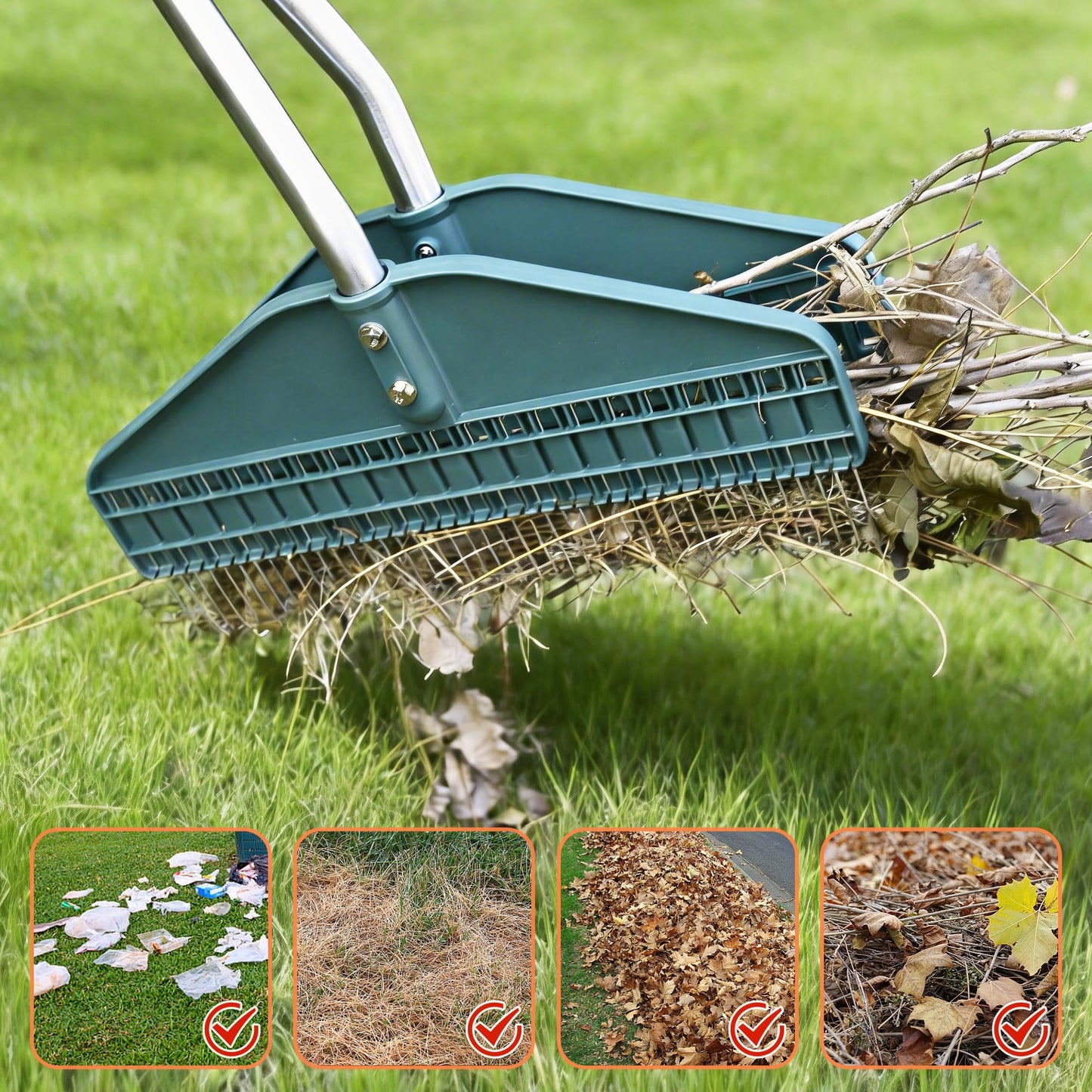 YEELOR Leaf Grabber, Yard Leaf Grabber Rake, No Need to Bend Over, Lightweight, 36.6 Inches in Length and 4 Pounds in Weight, Ideal for Picking Up Leaves, Weeds, Twigs and Other Debris
