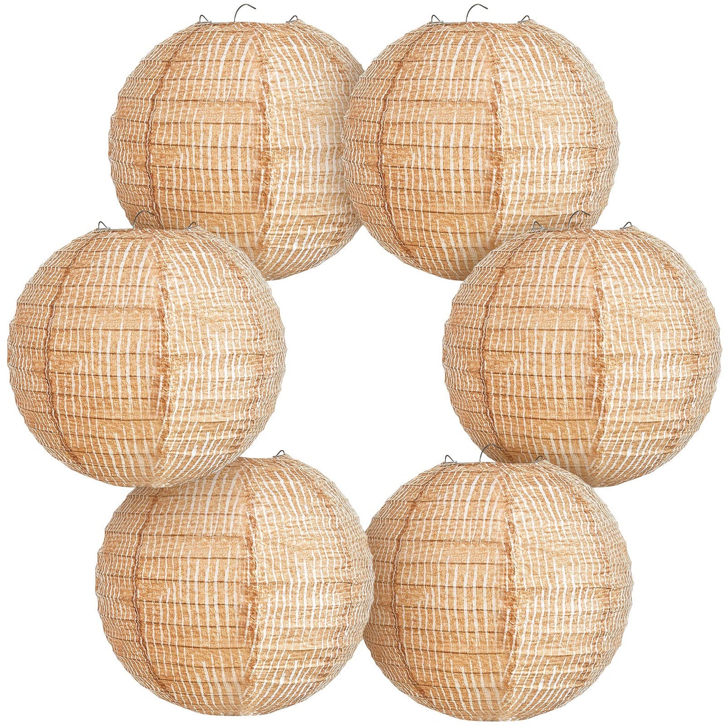 Hortsun 6 Pcs Print Burlap Paper Lanterns Round Chinese Paper Lanterns Farmhouse Boho Classroom Decor Home Sweet Classroom Birthday Party Ceremonial Event (8 Inch)