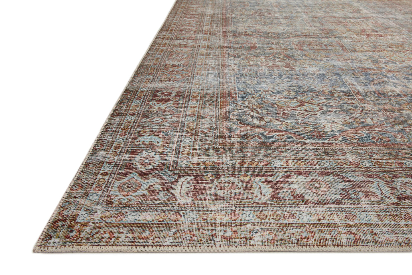 Loloi Chris Loves Julia Jules Collection JUL-05 Lagoon/Brick 7'-6'' x 9'-6'', .13" Pile Height, Area Rug