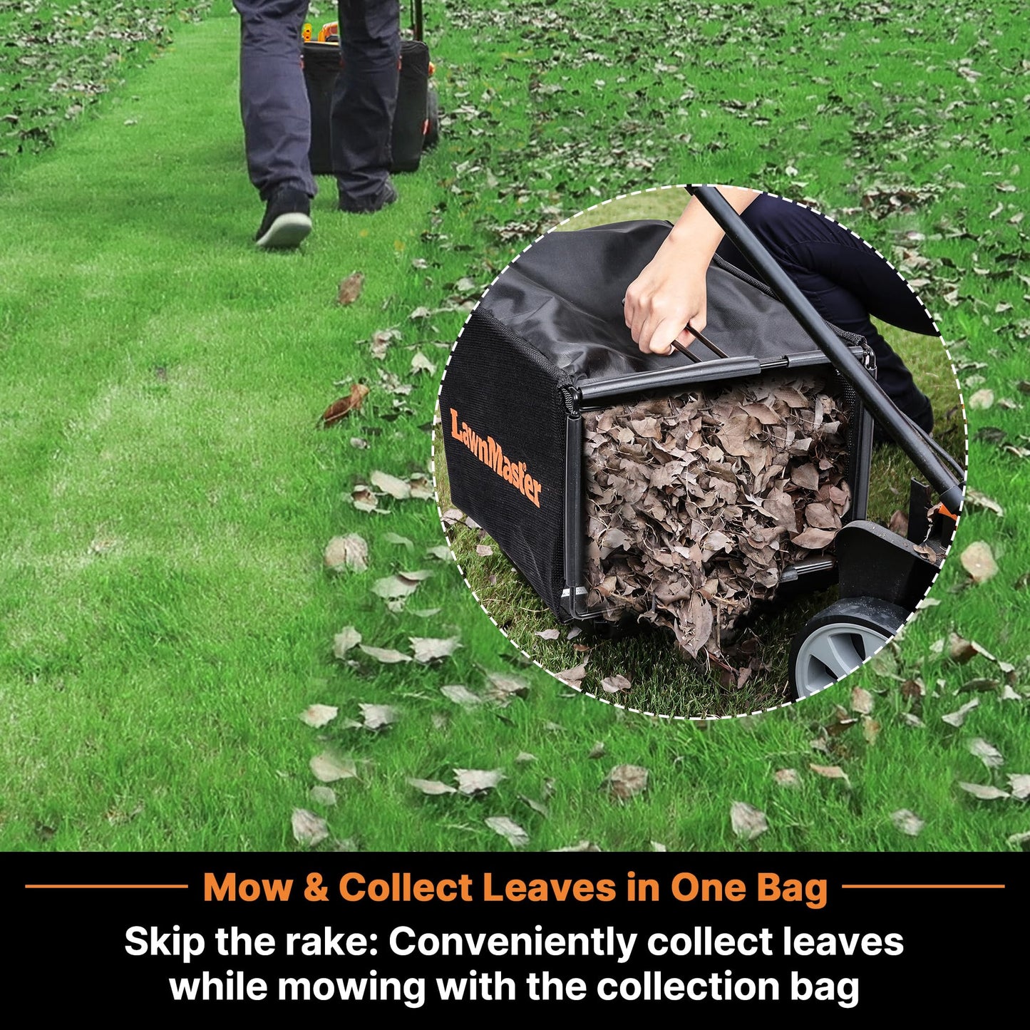 LawnMaster CLMF4821A Cordless Lawn Mower Brushless 48V MAX 21Inch 3-in-1 Function with 4X24V MAX 4.0Ah Battery and a Dual Charger