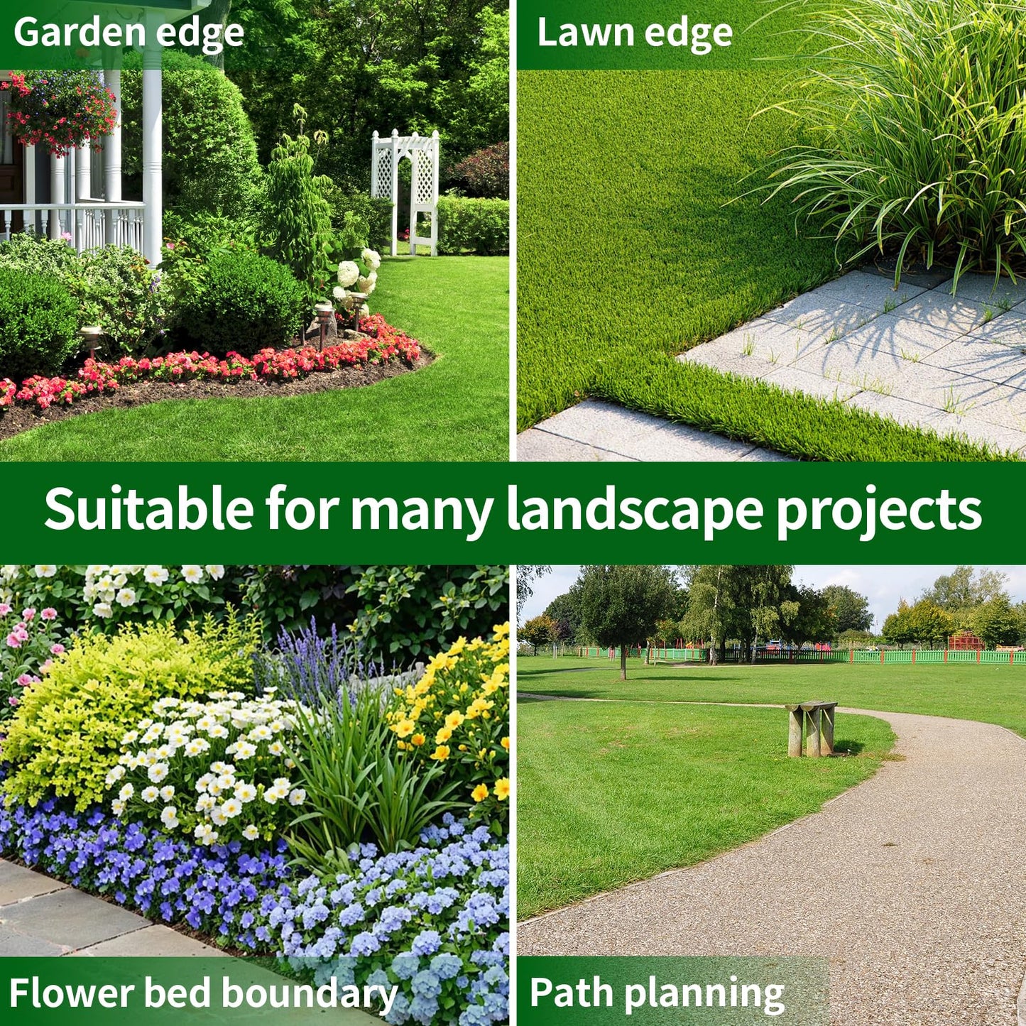 AggFencer 4 in x 25 Ft Garden Landscape Edging, No Dig Garden Edging Border Kit with 46 Pcs Spikes for Flower Bed Lawn Yard Grass Black