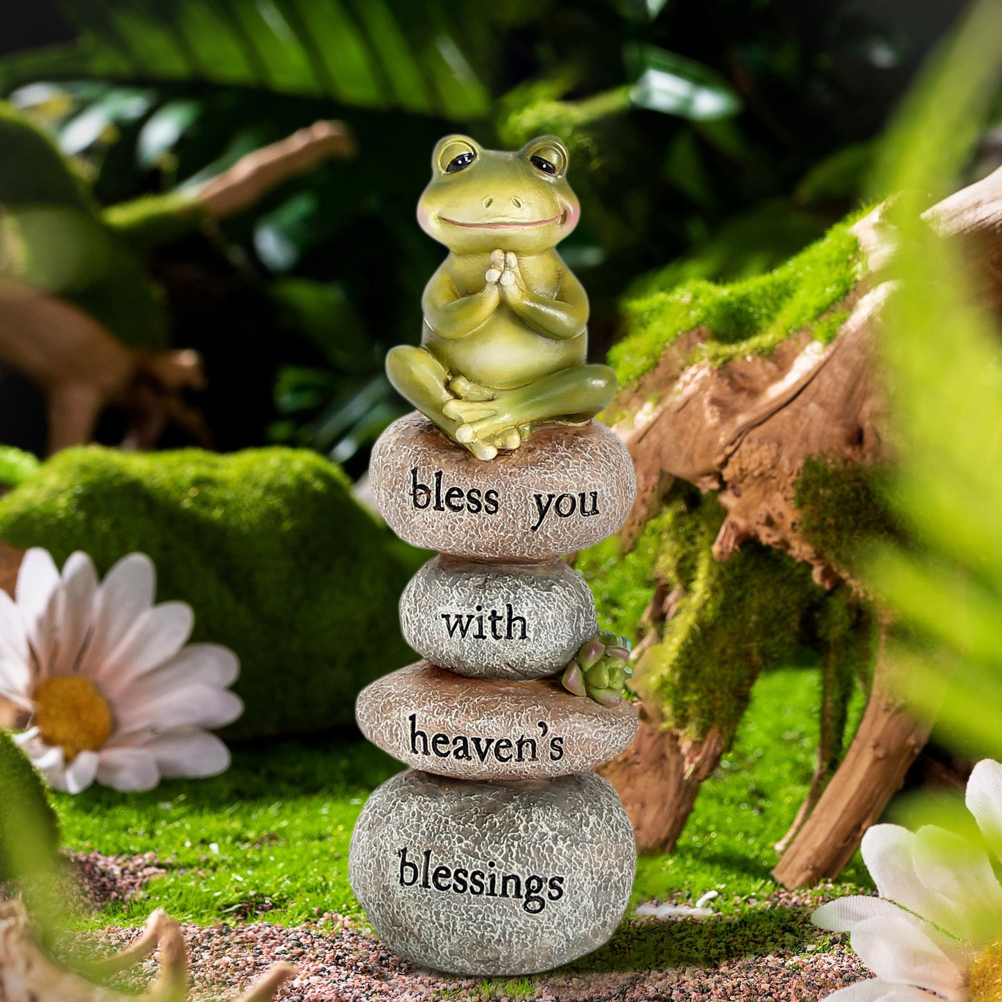 Xintim Garden Yoga Frog Statue Decor Meditation Zen Yoga Frog Figurines for Home and Garden Decoration, Gifts for Women Patio Yard Lawn Outdoor Sculptures, Bless You