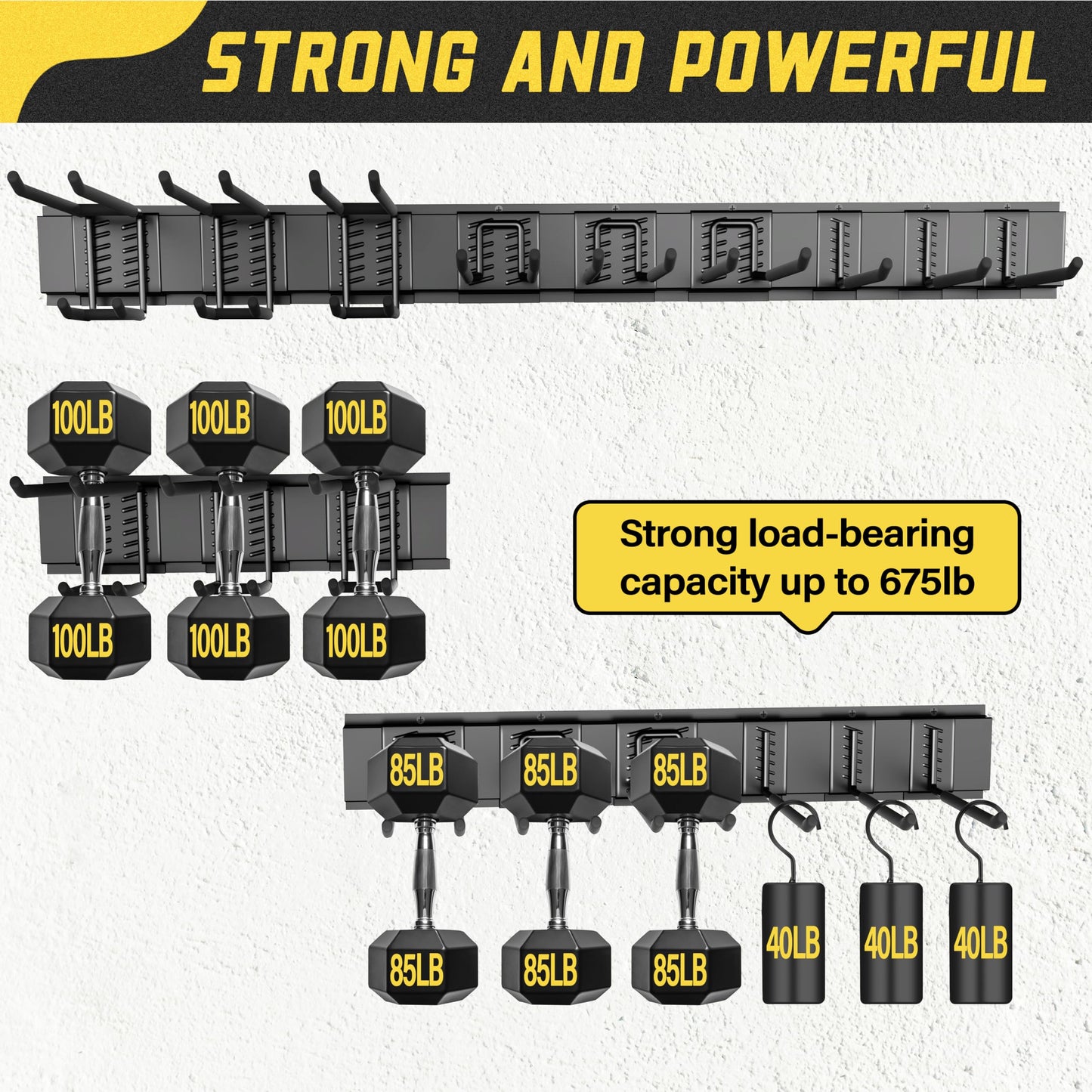 klasit Garage Wall Organizer,15Pack Carries 675 lbs,Garden Tool Organizer 48in With Large Storage Space,Easy Assembly, Sturdy Design,for Efficient Tool Storage Garage Organization