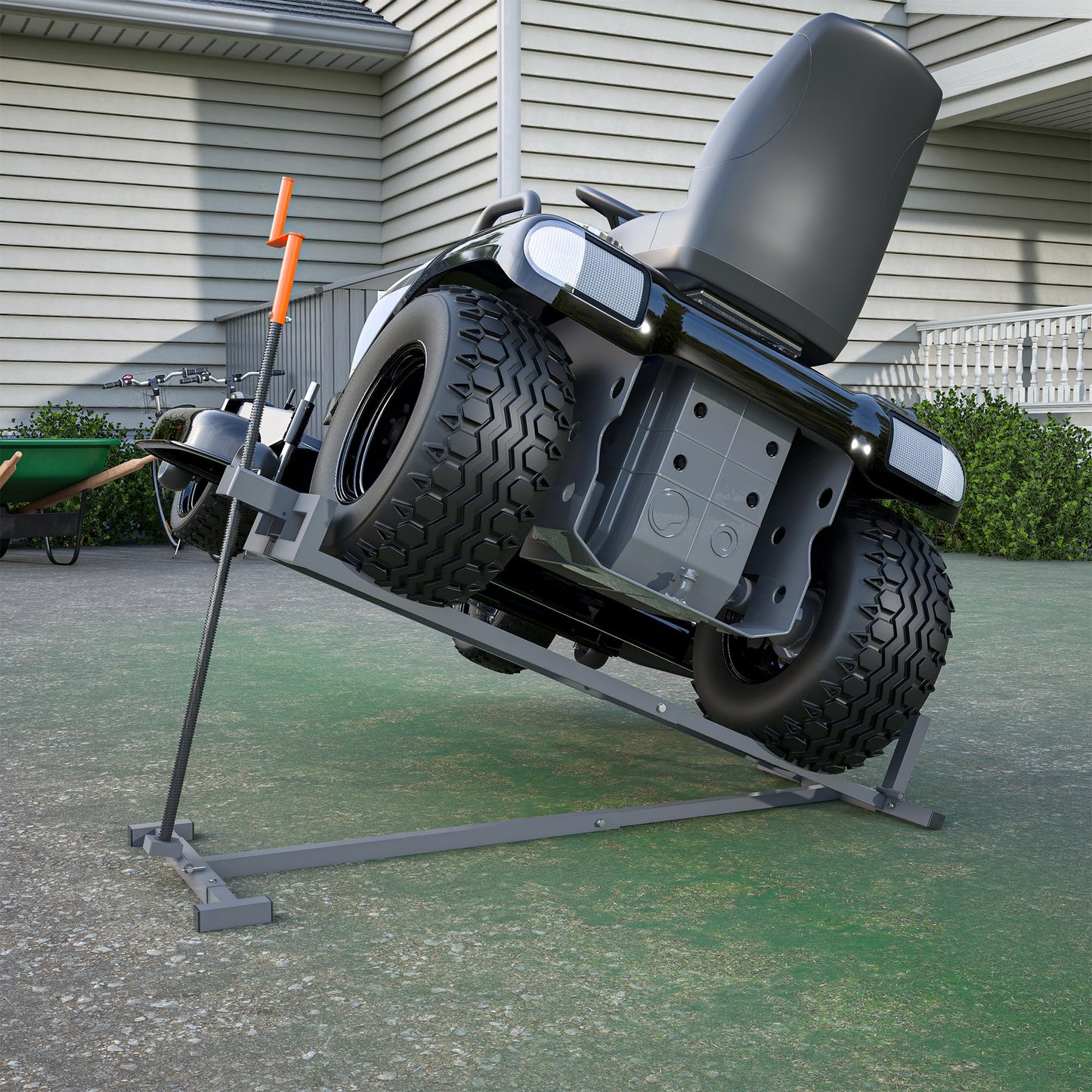 Large Riding Lawn Mower Lift Jack 880Lbs for Wide 46" Ride on Lawn Mowers & Garden Tractors,Foldable Lawn Tractor Lift with Manual and Power Handles Fit Multiple Mowers
