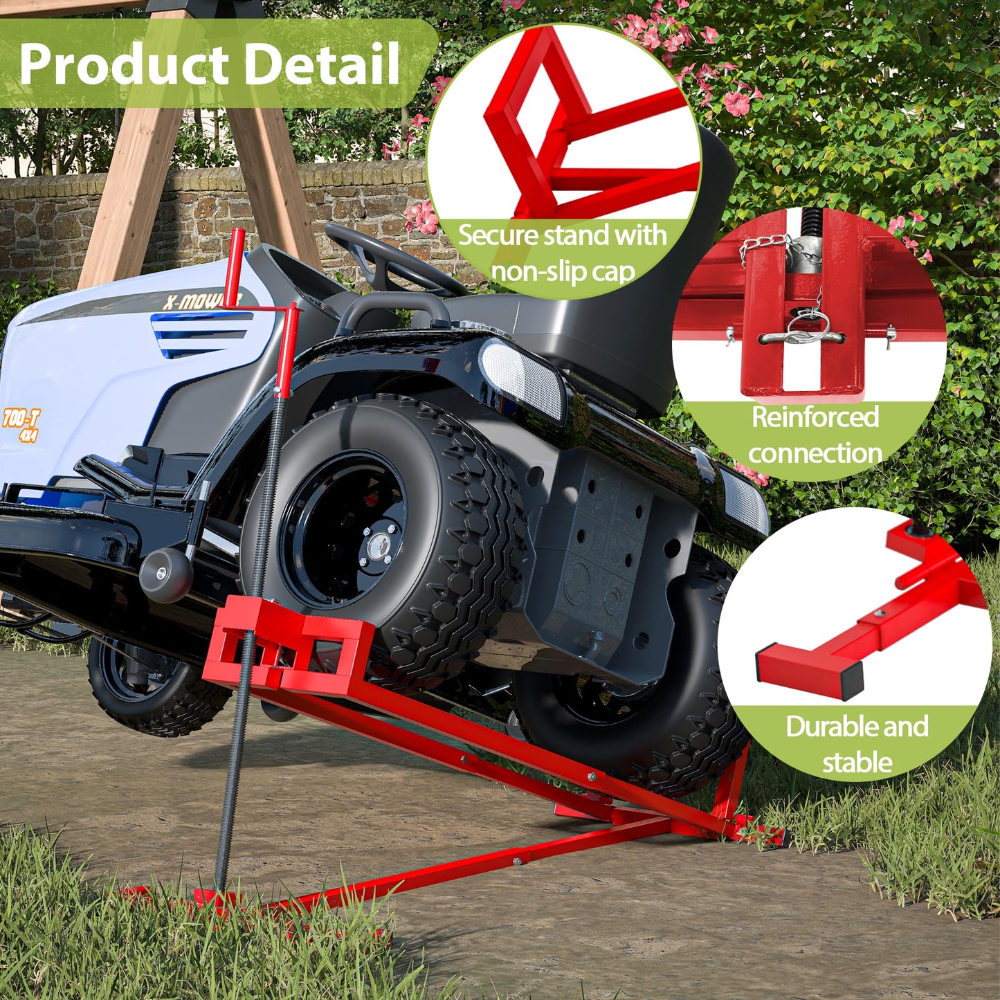 Jaxilyn Riding Lawn Mower Lift Jack Lawn Mower Jack Lift with 880 Lbs Weight Capacity Telescopic Maintenance Jack for Lawn mowers and Garden Tractors Red