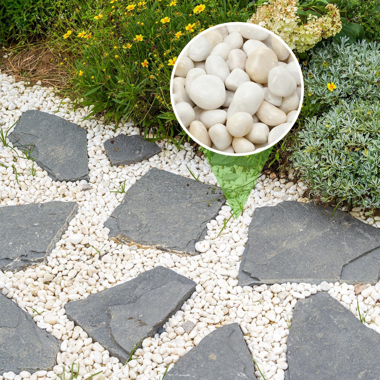 Mr. Fireglass 10lb White River Rocks, 3/8 inch Natural Decorative Polished Pebbles Aquarium Gravel Stones for Landscaping, Indoor Plants, Vase, Succulent, Fish Tank