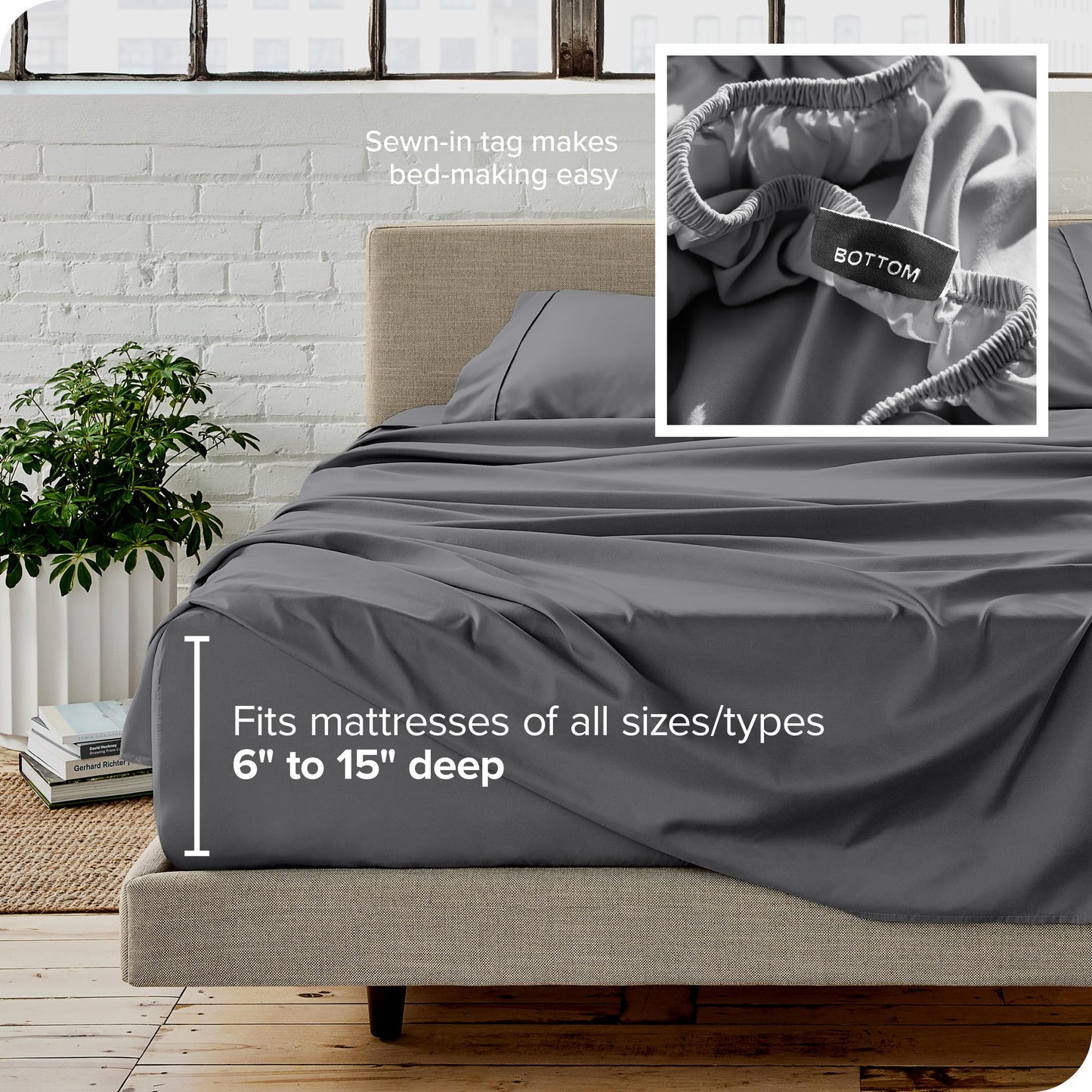 Bare Home Queen Sheet Set - 1800 Ultra-Soft Microfiber Queen Bed Sheets - Double Brushed - Deep Pockets - Easy Fit - 4 Piece Set - Bedding Sheets & Pillowcases (Queen, Grey)