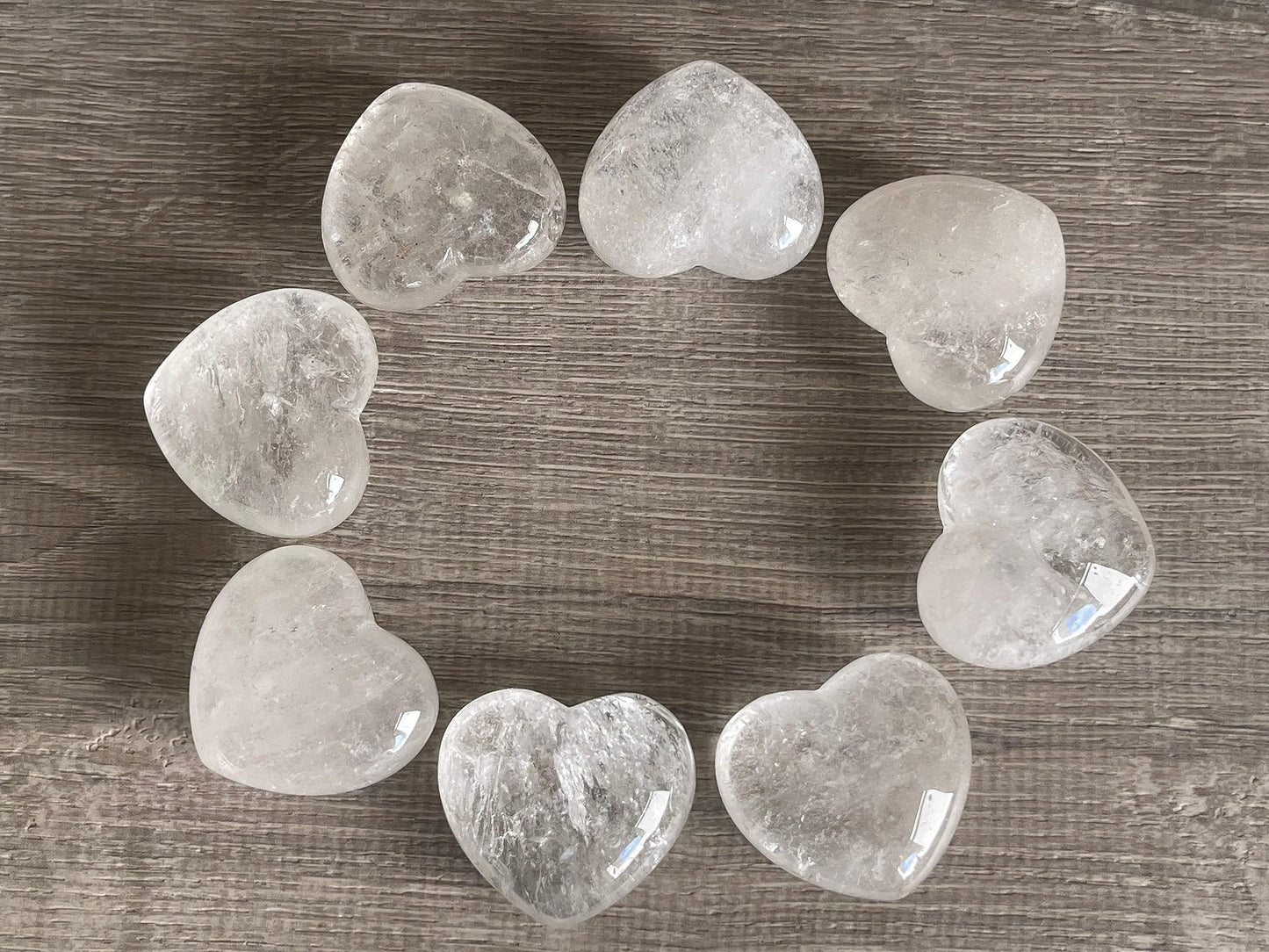 Clear Quartz Gemstone Hearts, Polished Clear Quartz Puffy Hearts, Clear Quartz Crystal Palm Stone, Clear Quartz Healing Crystal Hearts (1 Heart)