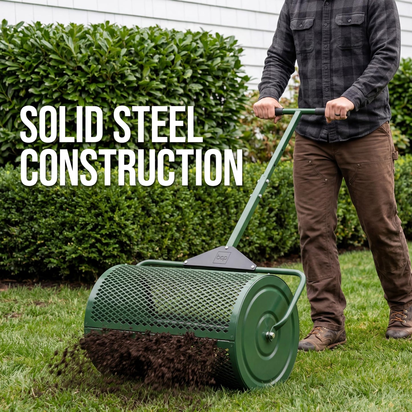 Best Choice Products Compost Spreader, 24-Inch Peat Moss Spreader, Heavy-Duty Steel Lawn & Soil Spreader for Topdressing, Sand, Manure & Mulch, Adjustable T-Handle
