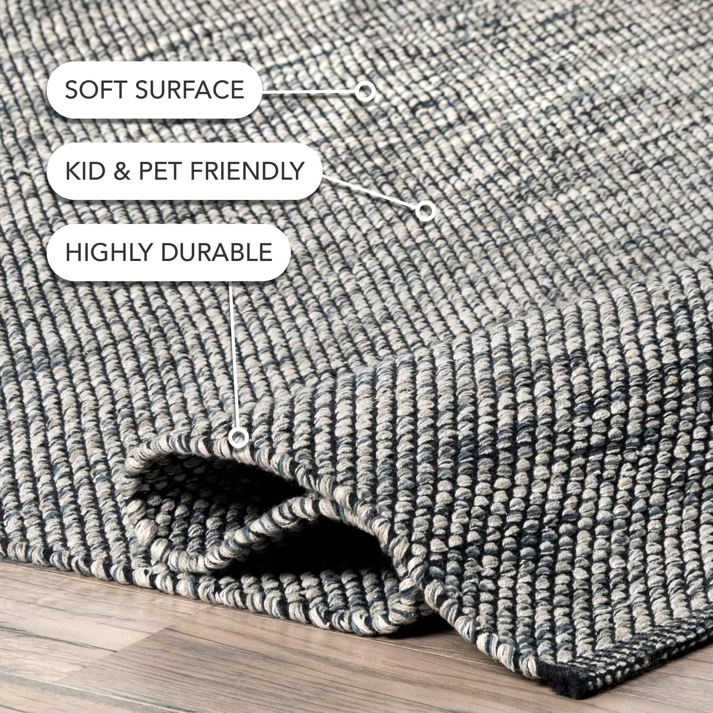 nuLOOM Alessi Solid Farmhouse Cotton Area Rug, 5x8, Grey