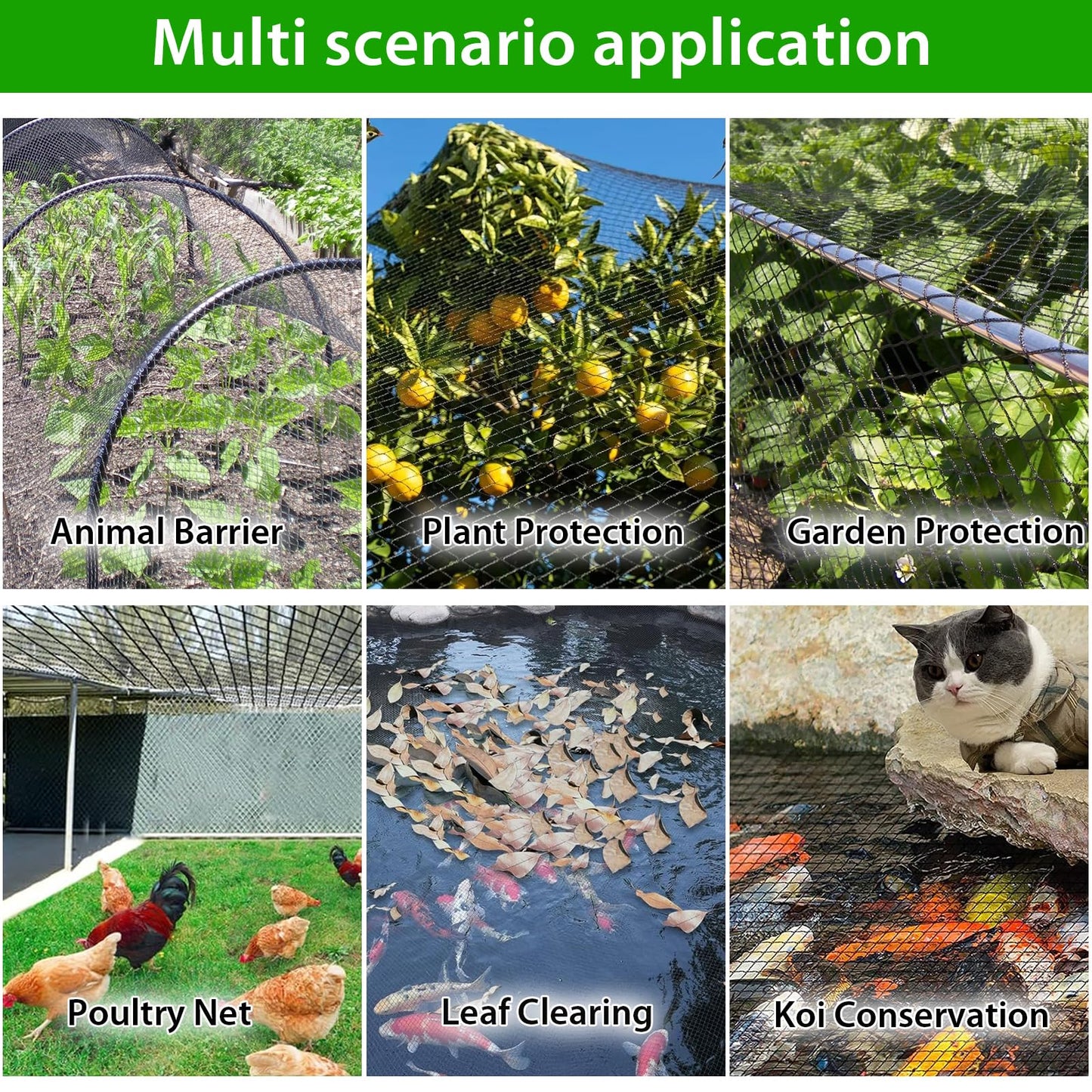 mychoiii Bird Netting for Garden 40 x 40 FT, Heavy Duty 3/8" Woven Mesh Garden Netting with 12 Stakes, HDPE Anti Bird Net for Fruit Trees Vegetables Blueberry Deer Poultry, Black