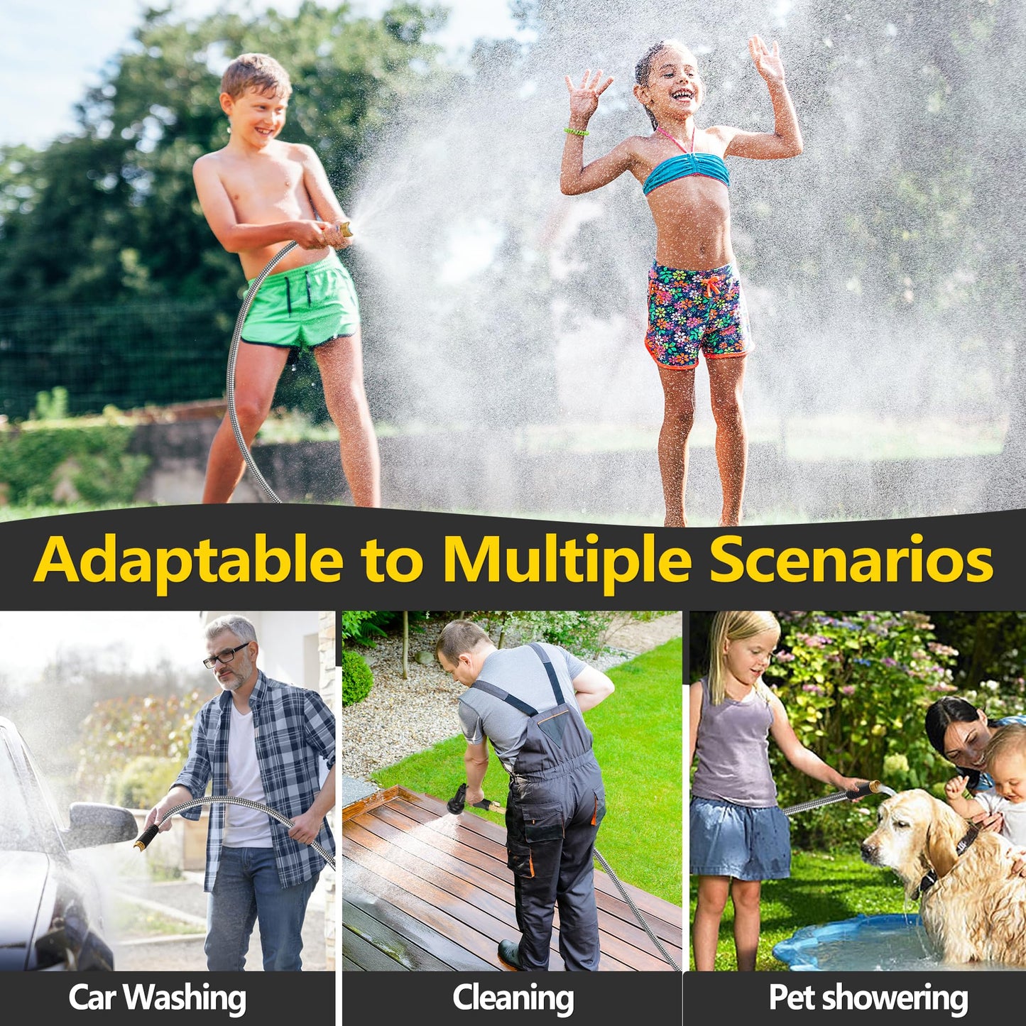 100 ft Stainless Steel Garden Hose - 2026 New Upgraded Metal Water hose - Flexible Water Hoses Pipes with Latex Core, 3/4" Solid Brass Connector - No-Expandable Watering Garden Hoses