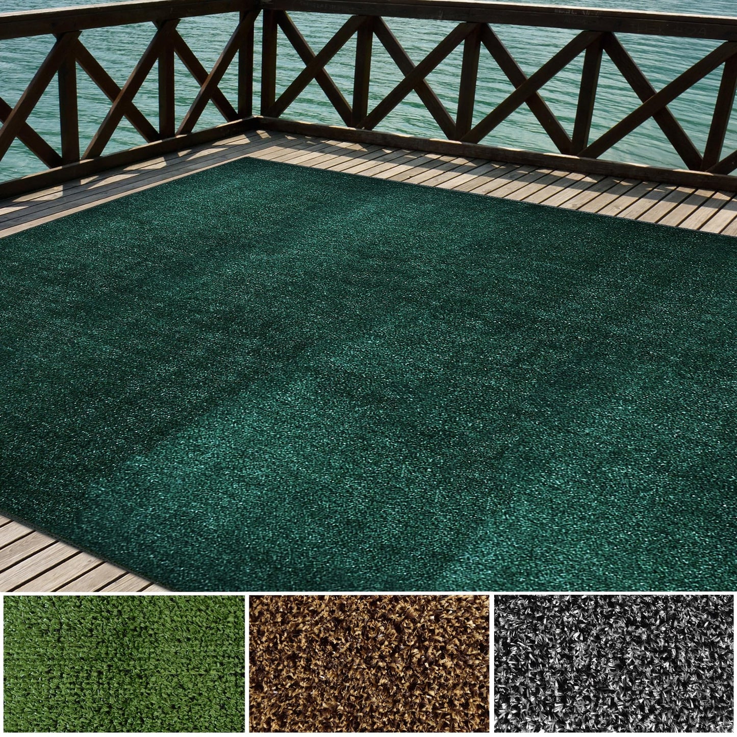 iCustomRug Synthetic Grass Rug – 4 x 20ft Emerald Turf Carpet for Patios, Yards, Boats, Camping – Indoor/Outdoor Use