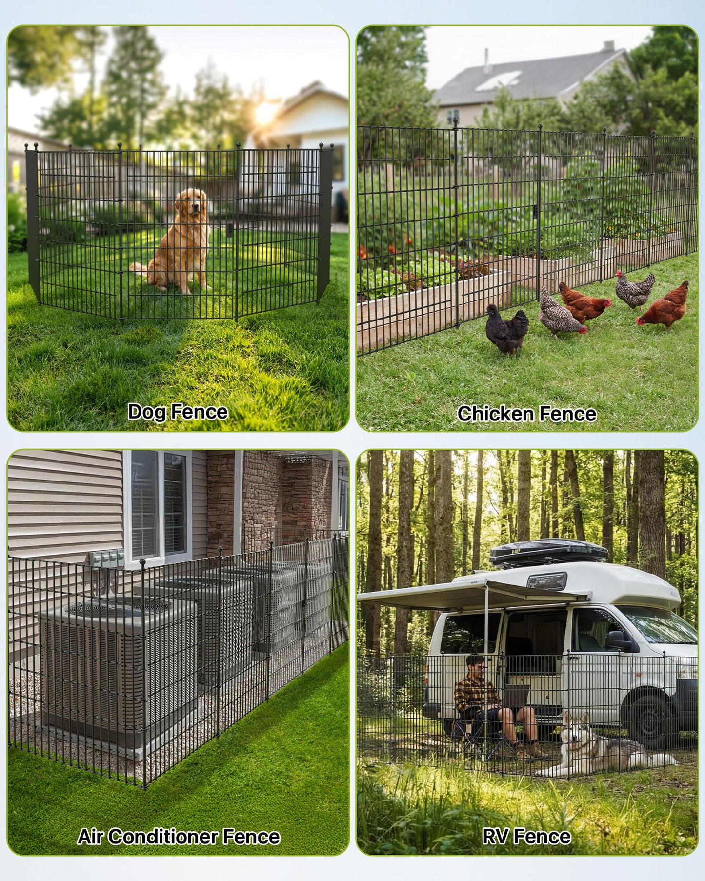 Garden Fence Animal Barrier with Gate 40in(H) x23ft(L) 10Panels Heavy Duty Metal Wire No Dig Decor Fencing,Tall Outdoor Dog Safety Fences with Stake,Temporary Edging for Yard