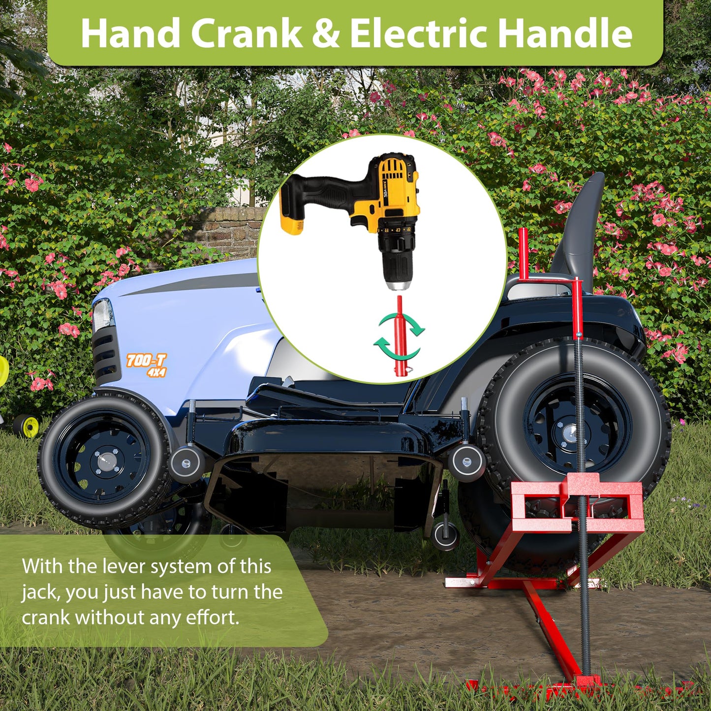 Jaxilyn Riding Lawn Mower Lift Jack Lawn Mower Jack Lift with 880 Lbs Weight Capacity Telescopic Maintenance Jack for Lawn mowers and Garden Tractors Red