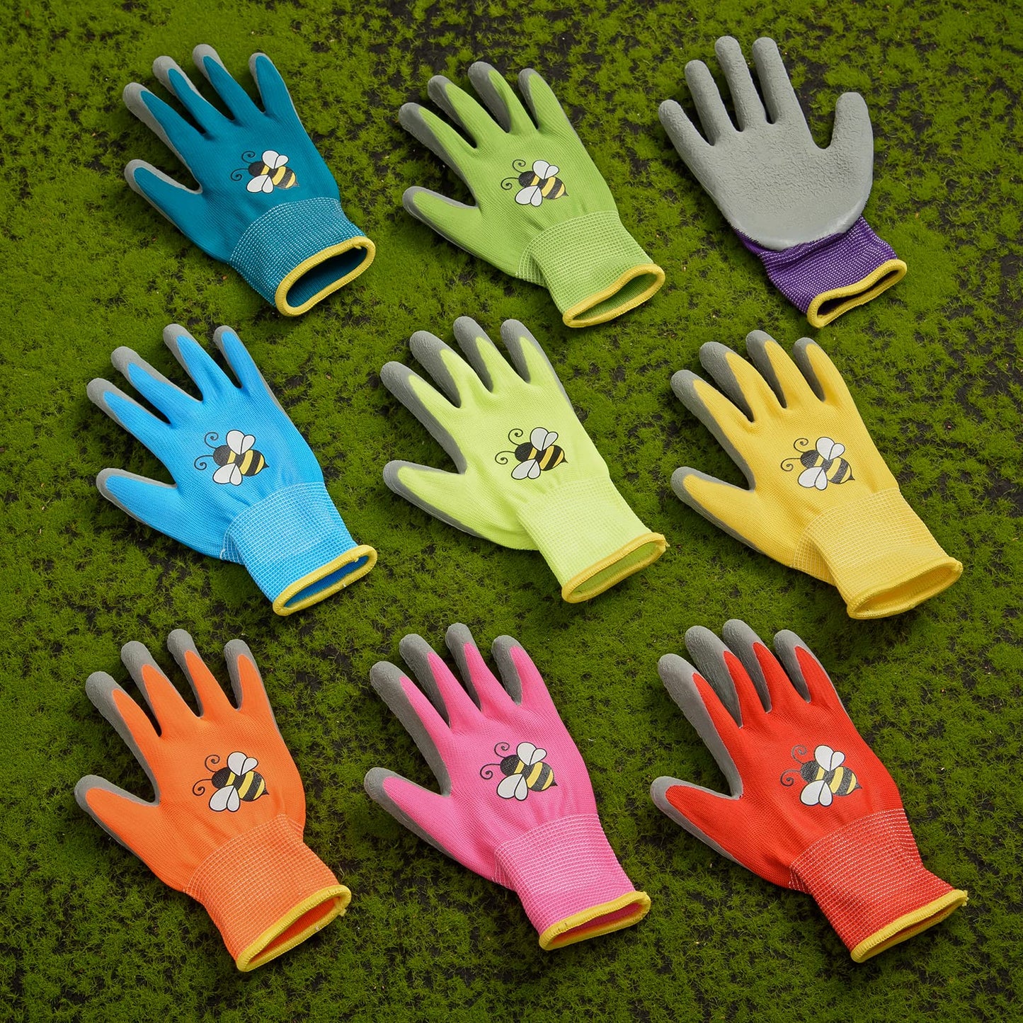 Yumoin 18 Pairs Kids Gardening Gloves Children Garden Glove Foam Rubber Coated Yard Work Gloves for Kids Toddlers Youth Boys Girls (Medium (Age 6-8))