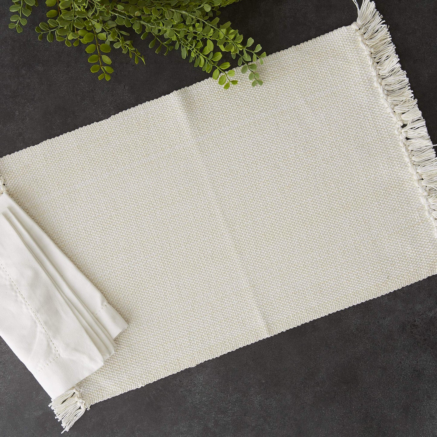 DII Variegated Tabletop Collection, Placemat Set, 13x19, Off-White, 6 Piece