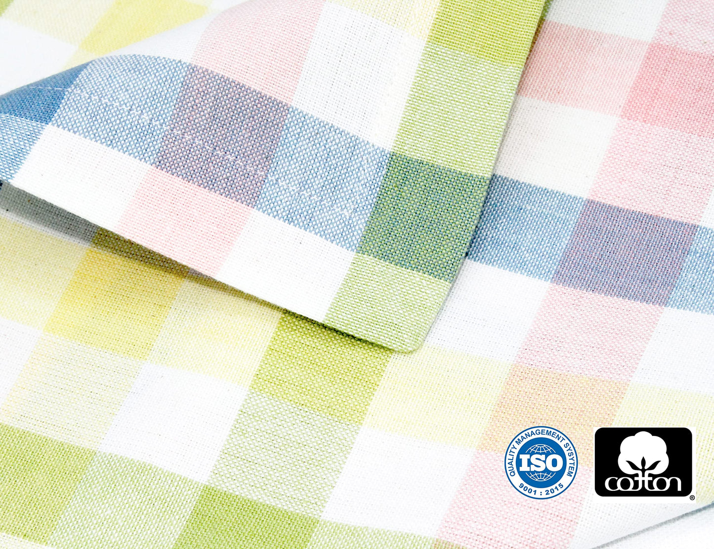 COTTON CRAFT Gingham Buffalo Plaid Check Napkins - Spring Easter Bunny Pastel Luncheon Dinner - Set of 8 - Pure Cotton - Reusable Washable - 17 x 17 inches - Yellow Multi Pastel