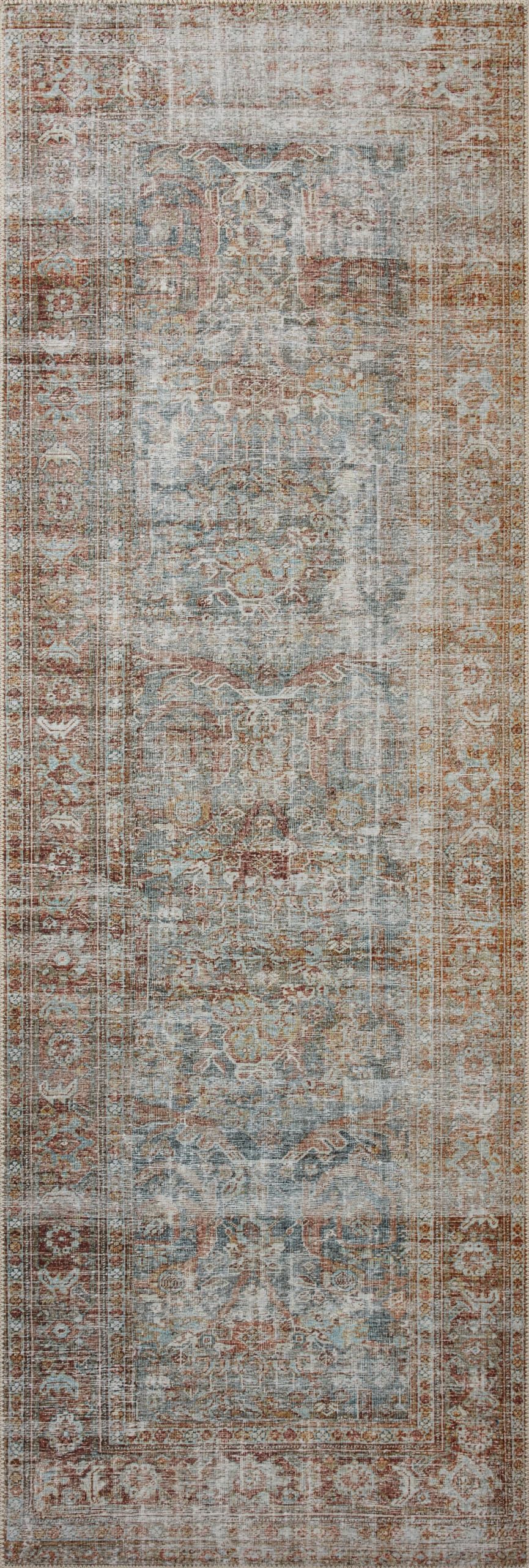 Loloi Chris Loves Julia Jules Collection JUL-05 Lagoon/Brick 7'-6'' x 9'-6'', .13" Pile Height, Area Rug