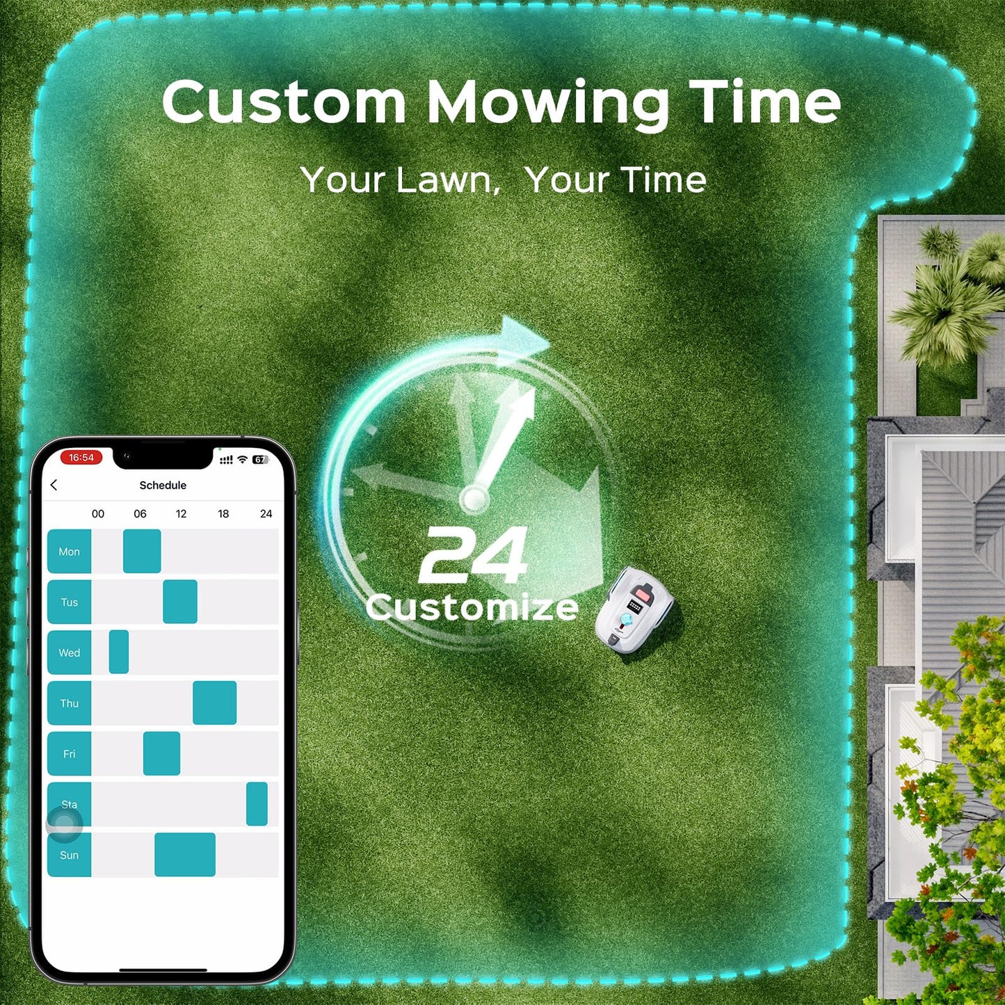 YARDCARE M800Plus Cordless Robot Lawn Mower with GPS + Visual Navigation, Bow-Shaped Path Mowing, APP Control, 4.0Ah Automatic Robotic Lawnmower for 1/5 Acre, Obstacle Avoidance, Height Adjustment