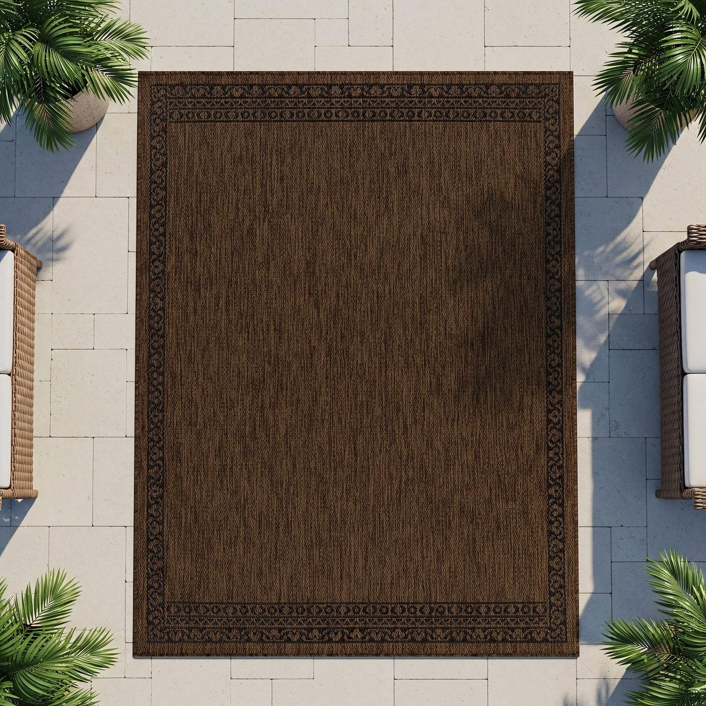 Washable Outdoor Rug 6x9 Modern Area Rugs Outdoor Carpets Bordered Pattern Non Shedding Waterproof Easy Clean Patio Deck Porch Living Room Bedroom Garden RV (6 X 9 Gold)