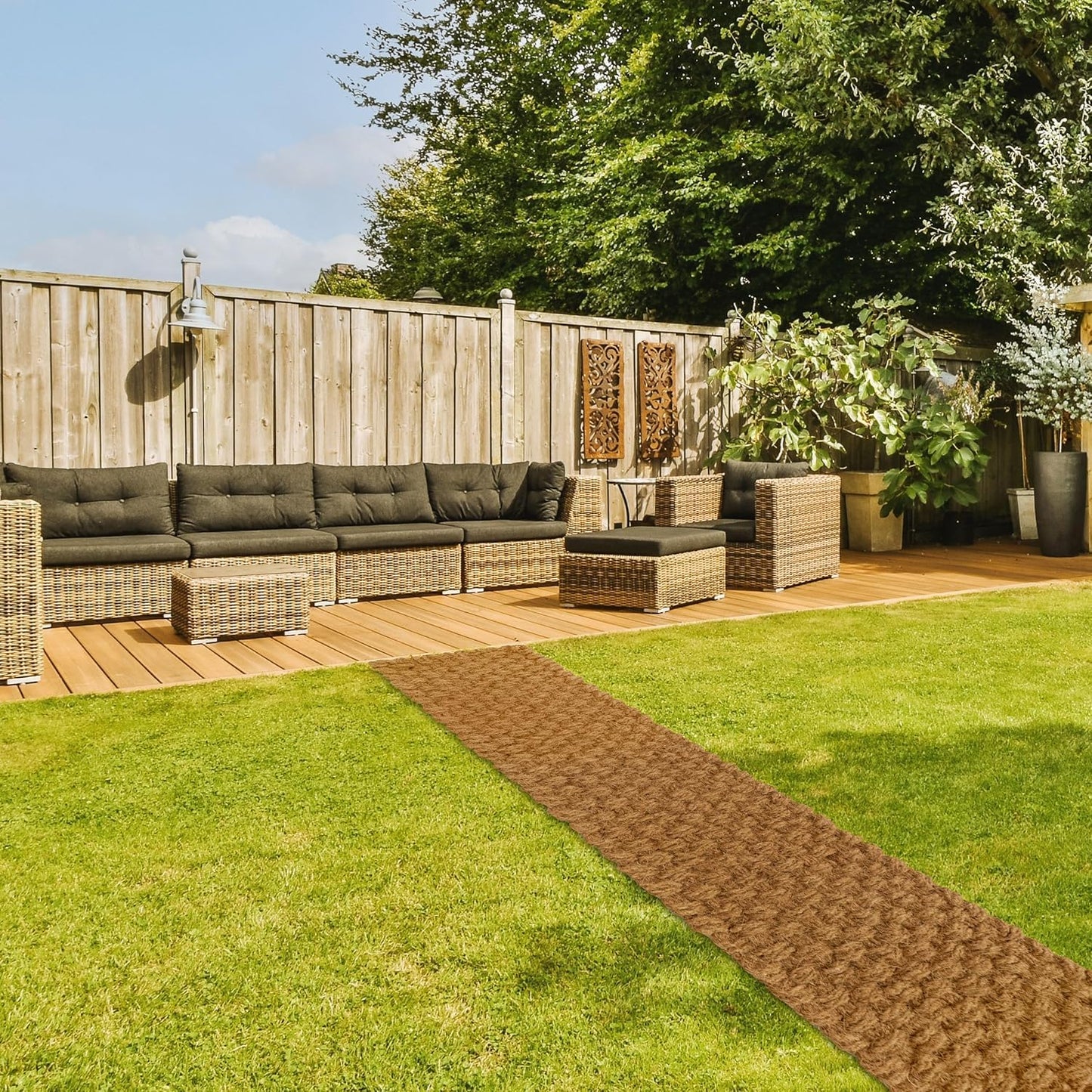 BARIEN 24” x 6 Ft Garden Pathway, 100% Natural Coco Coir Roll Mats – Hand-Woven Coir for Garden Walkway (24" x 6Ft)