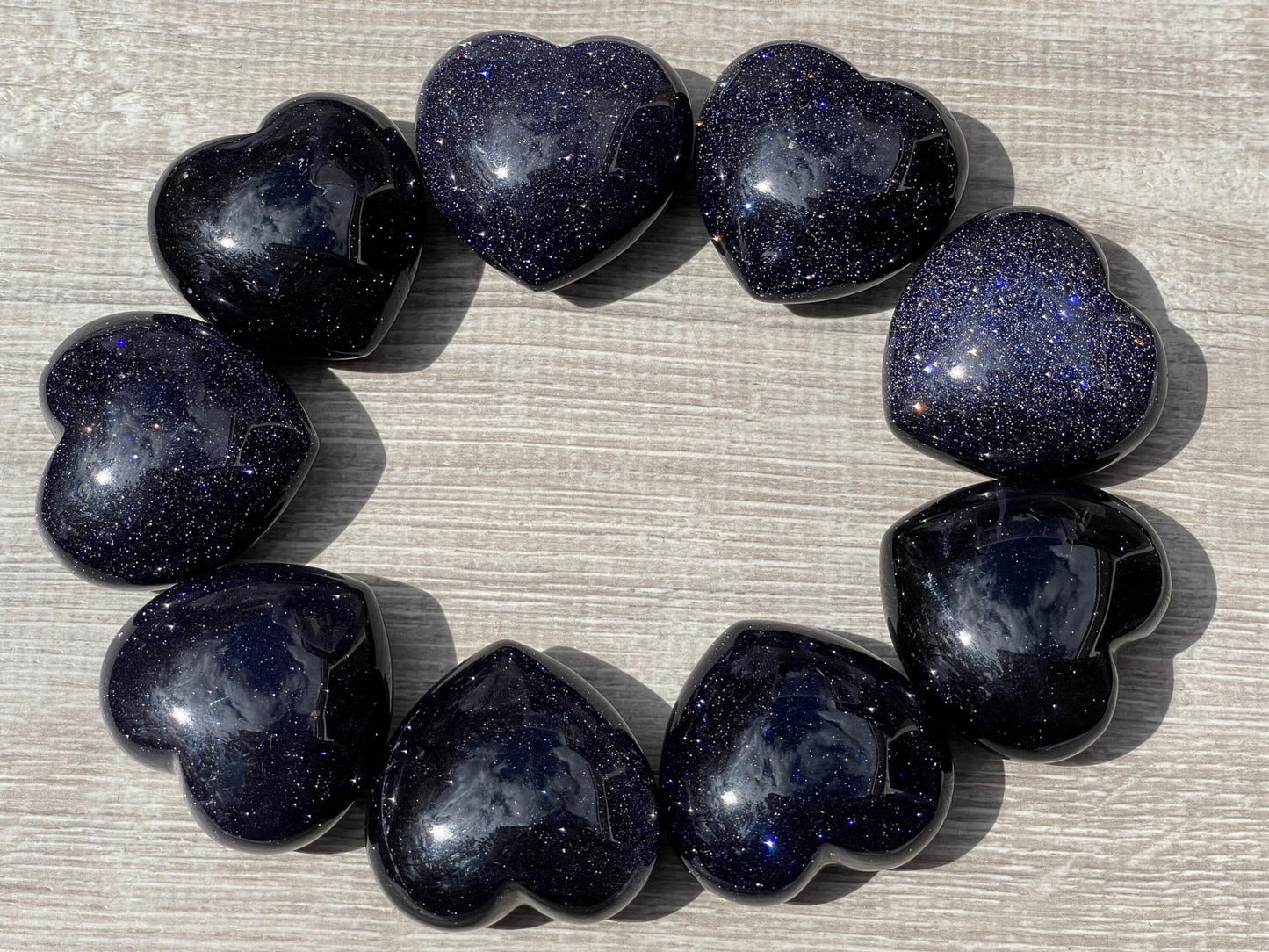 GAF TREASURES Blue Goldstone Gemstone Hearts, Polished Blue Goldstone Puffy Hearts, Blue Goldstone Crystal Palm Stone, Blue Goldstone Healing Crystal Hearts (1 Heart)