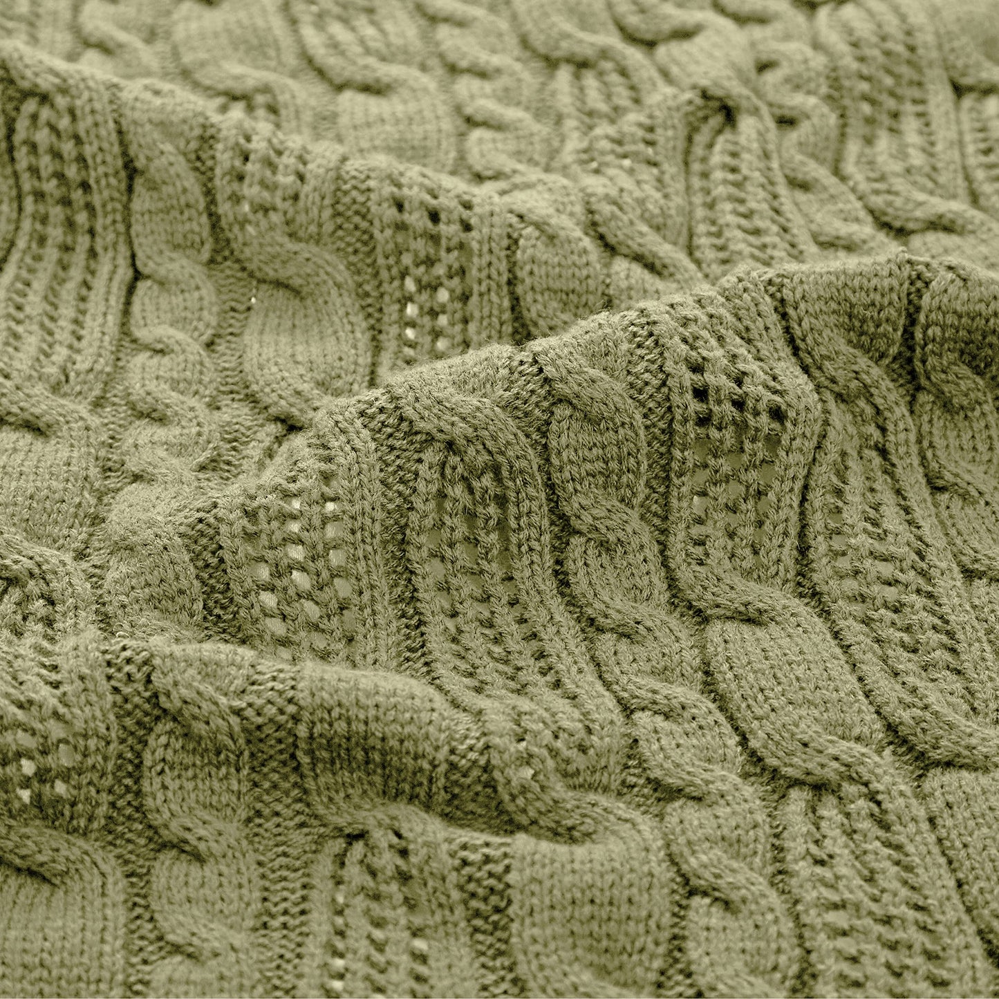 Aormenzy Cable Knit Throw Blankets 30 x 40 Inches, Soft Cozy and Lightweight Knitted Blanket, Machine Washable 100 Percent Acrylic Blanket, Decorative Throw Blanket for Couch Sofa Bed, Olive Green